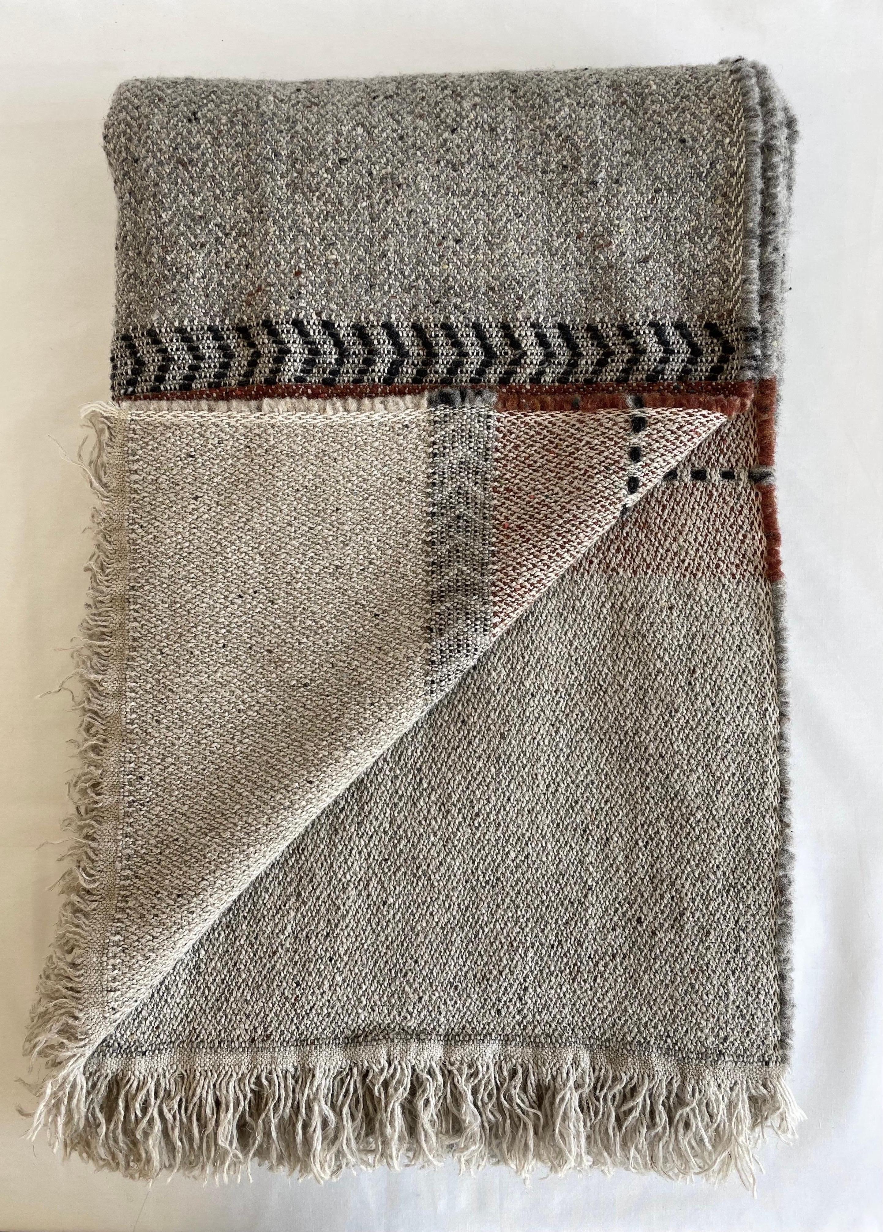 Contemporary Belgian Wool and Linen Throw For Sale