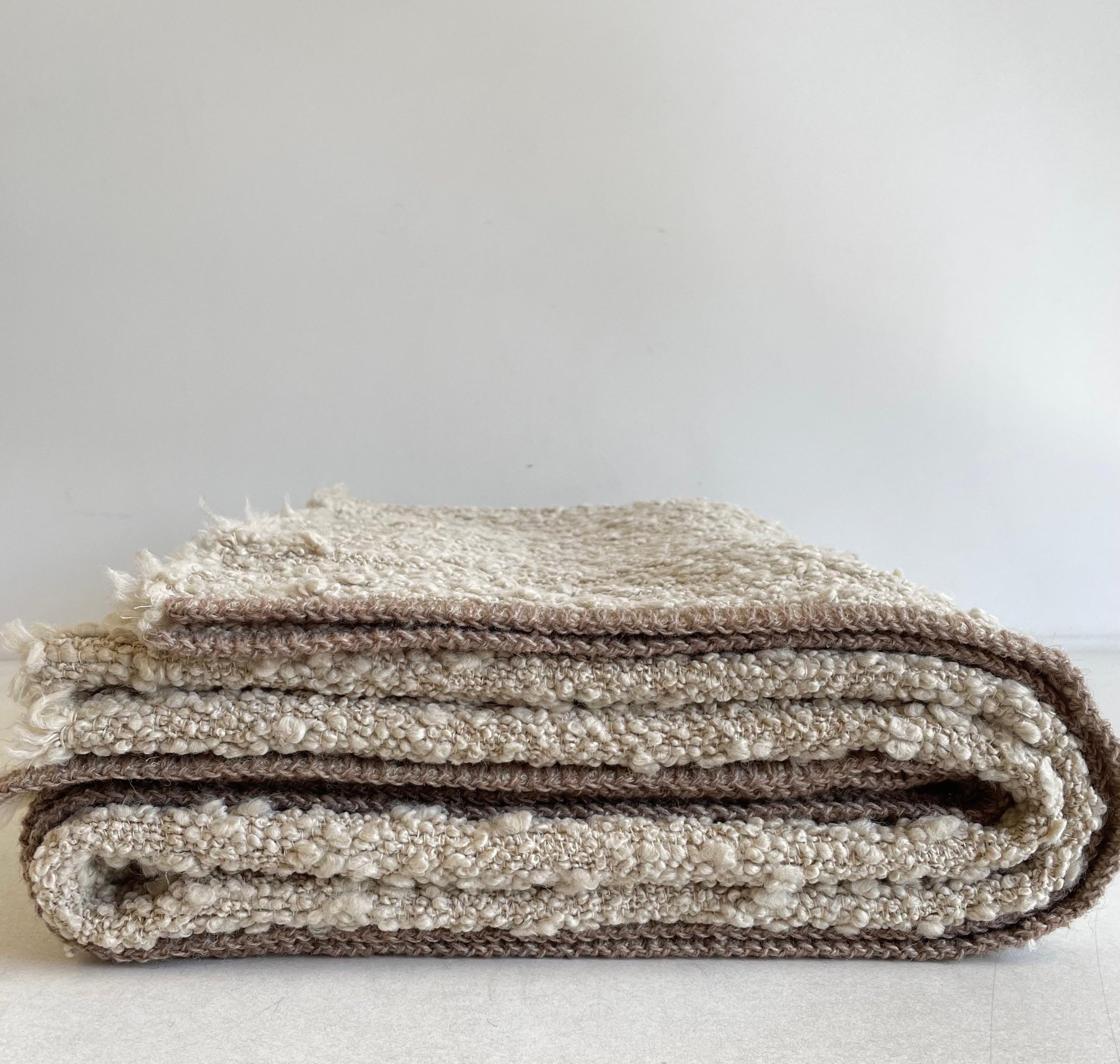 Contemporary Belgian Wool Cotton Boucle Blanket