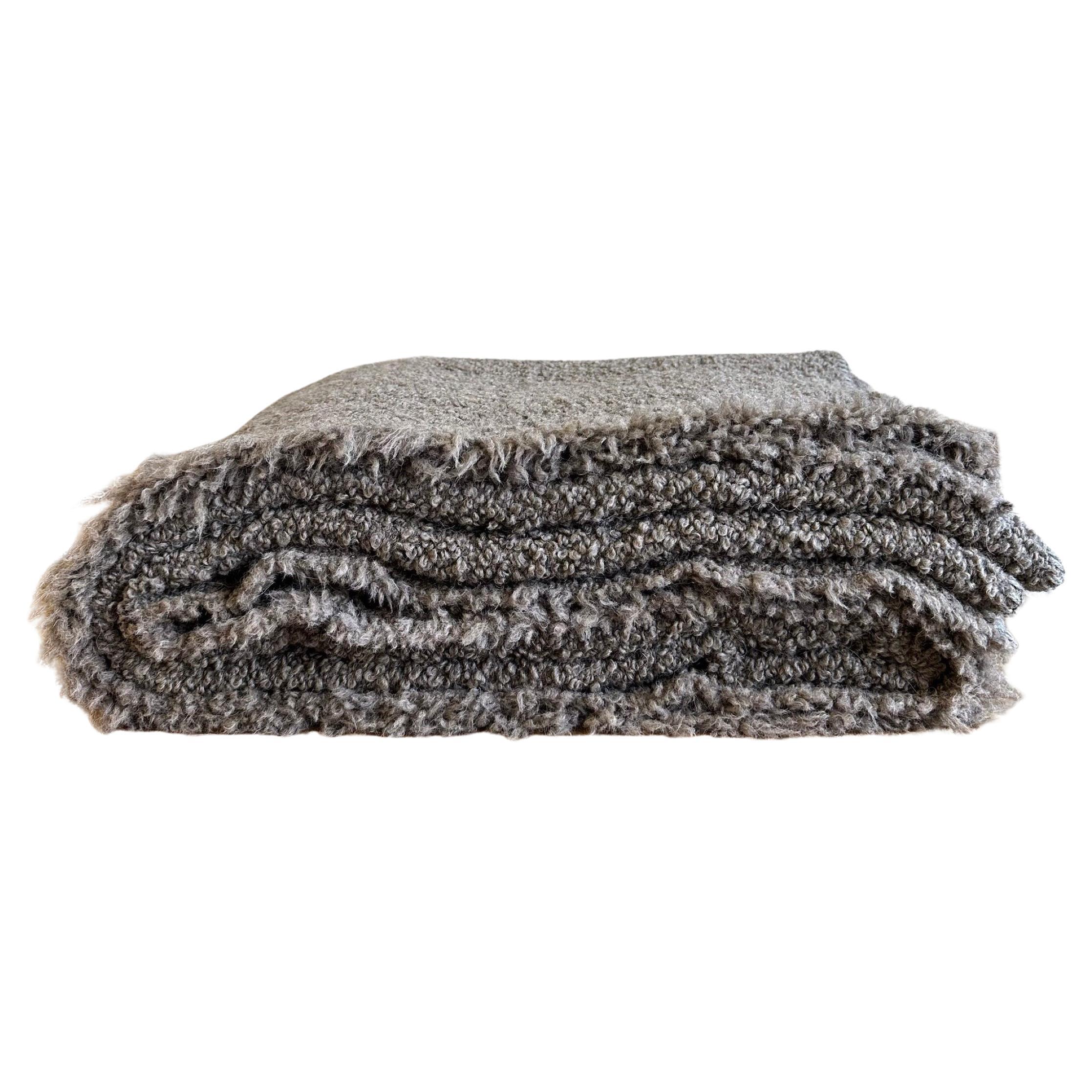 Belgian Wool Cotton Boucle Blanket For Sale