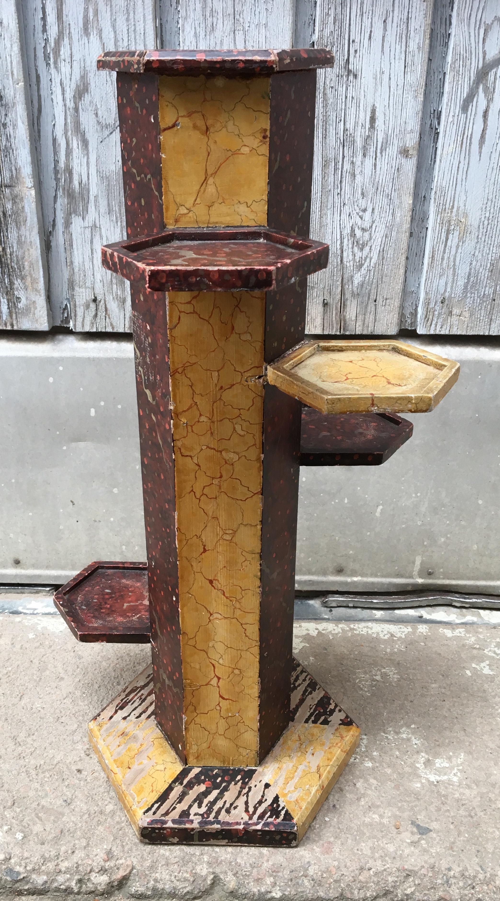 Belgium Art Deco Faux Marbre Painted Pedestal Showcase In Good Condition In Haddonfield, NJ