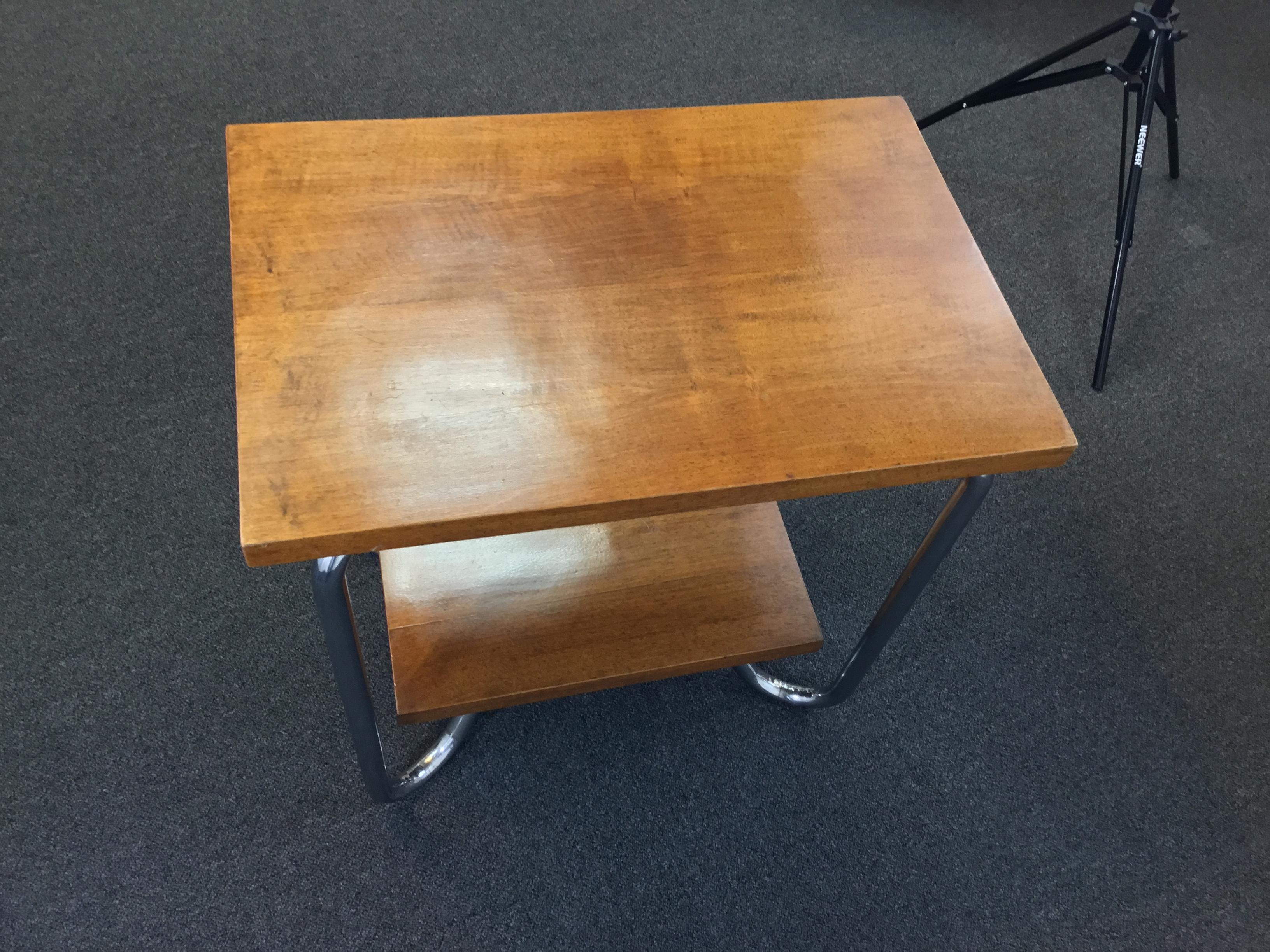 Belgium Art Deco Walnut and Chrome Tiered Side Table For Sale 8