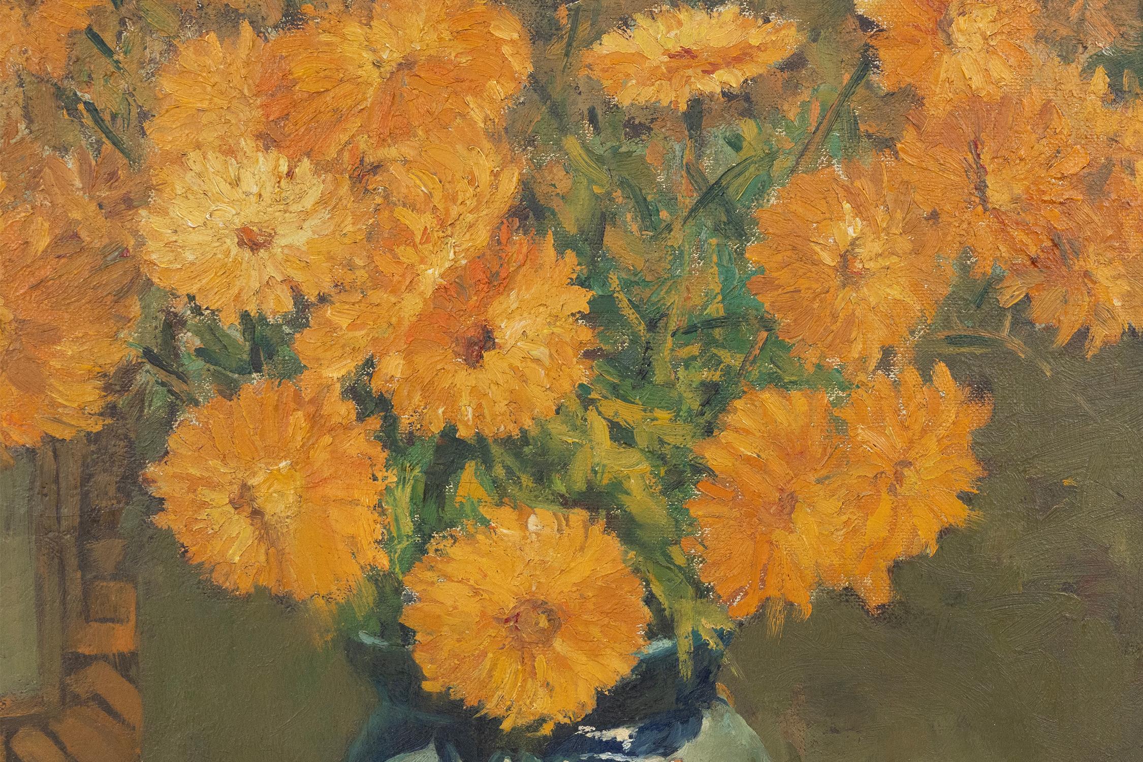 Belgio dipinto barocco di vaso con fiori firmato Jos Pas, 1944 In condizioni buone in vendita a Meulebeke, BE