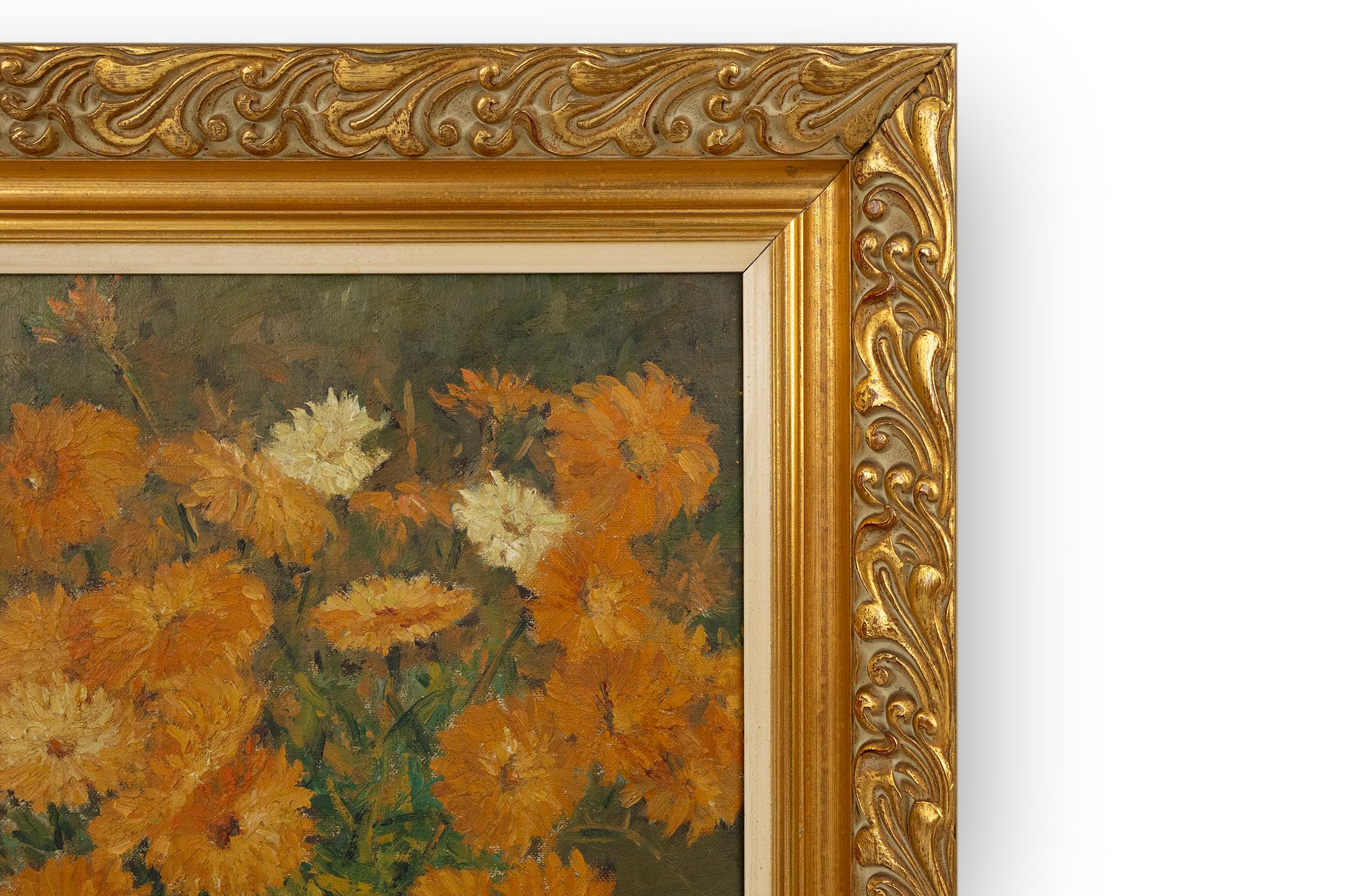 Tela Belgio dipinto barocco di vaso con fiori firmato Jos Pas, 1944 in vendita