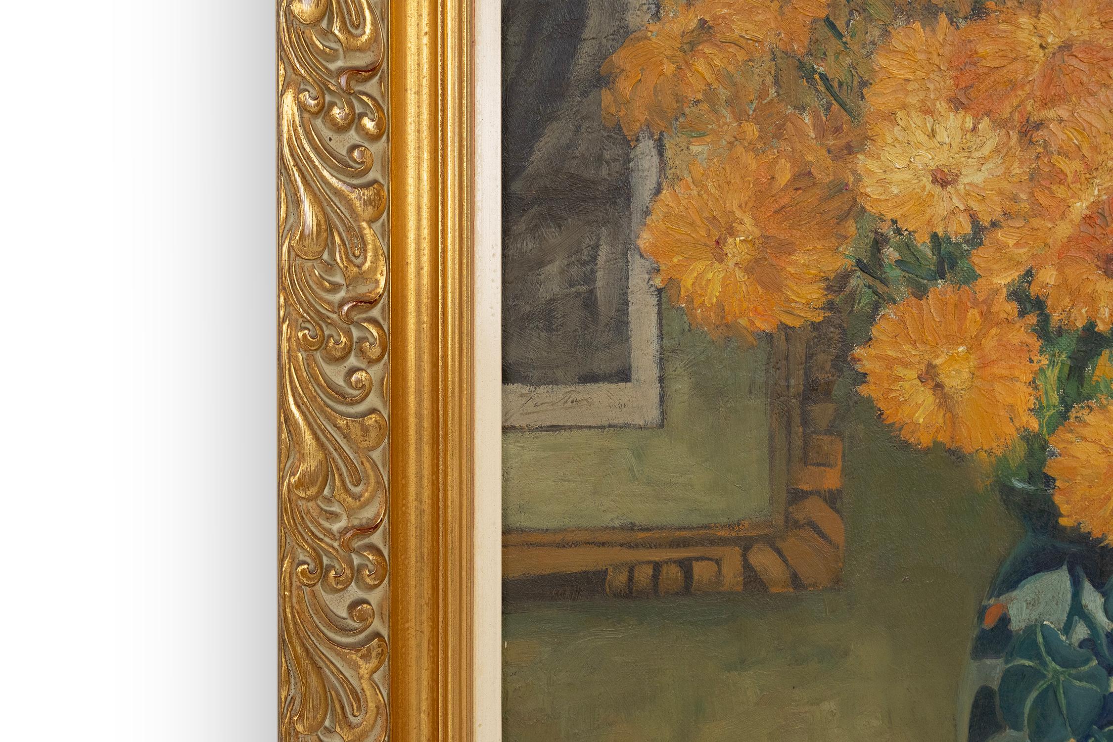 Belgio dipinto barocco di vaso con fiori firmato Jos Pas, 1944 in vendita 1
