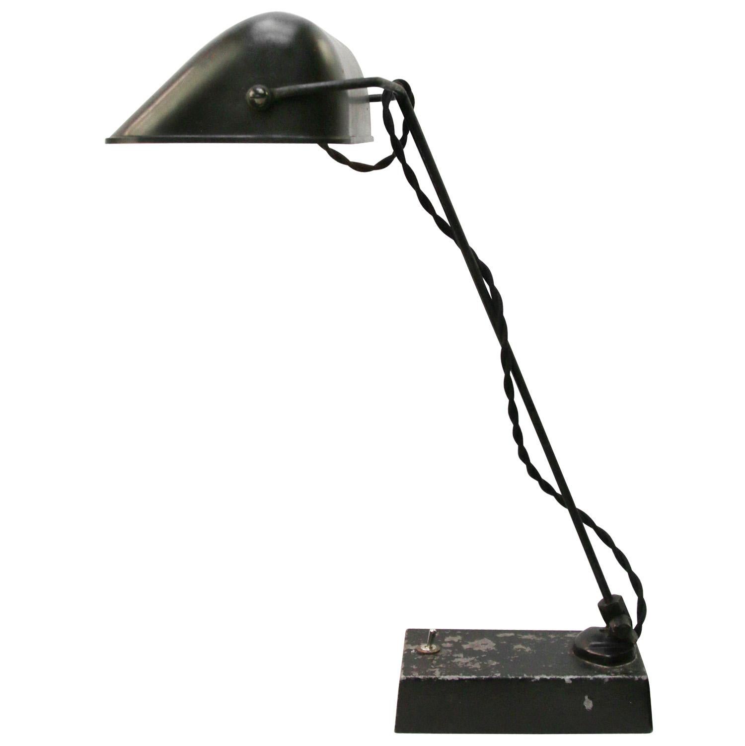 Belgian Belgium Black Bakelite Vintage Industrial Table Desk Light by Erpe