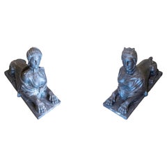 Used Belgium Bluestone Sphinx Sculptures