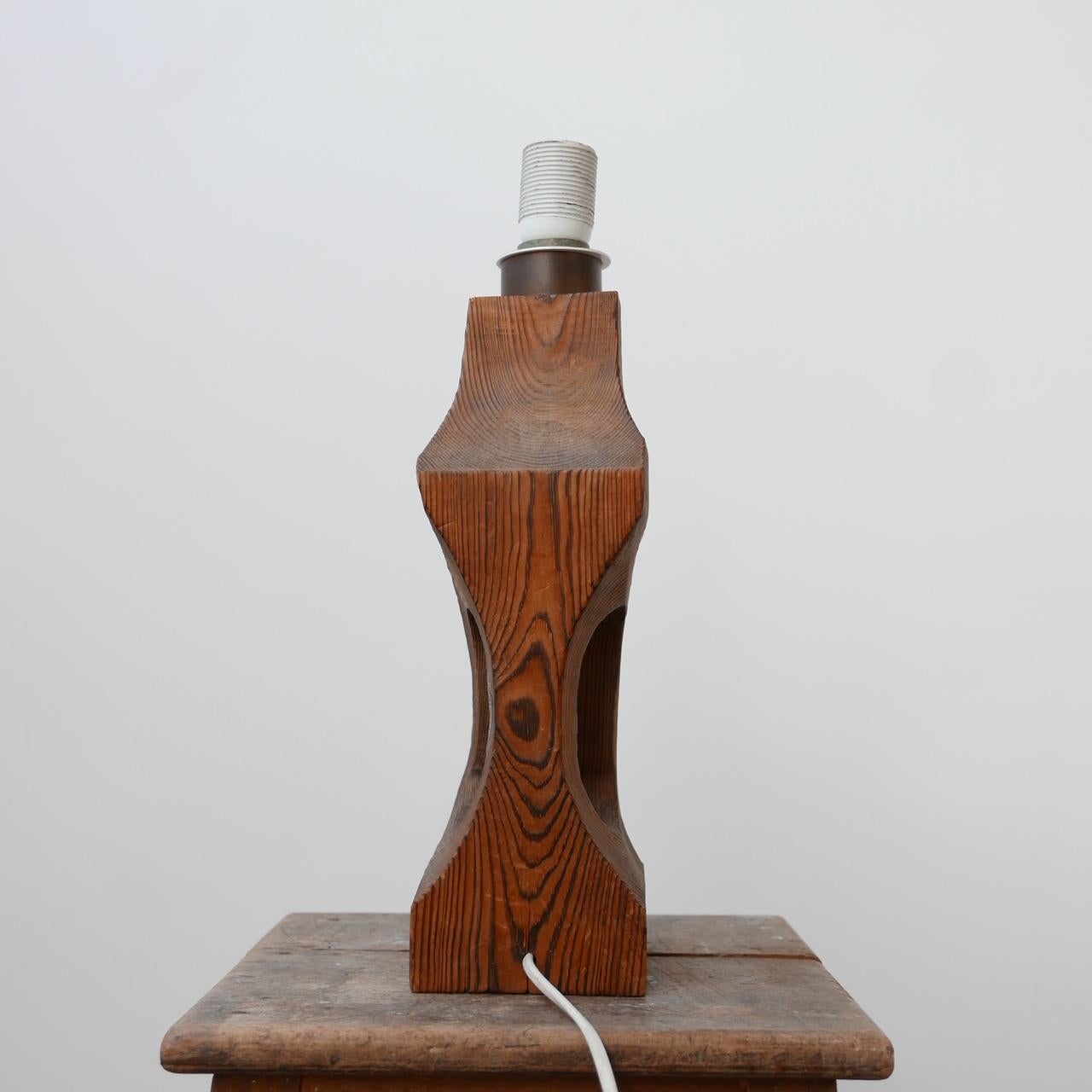 Belgium Brutalist Wooden Table Lamp 1