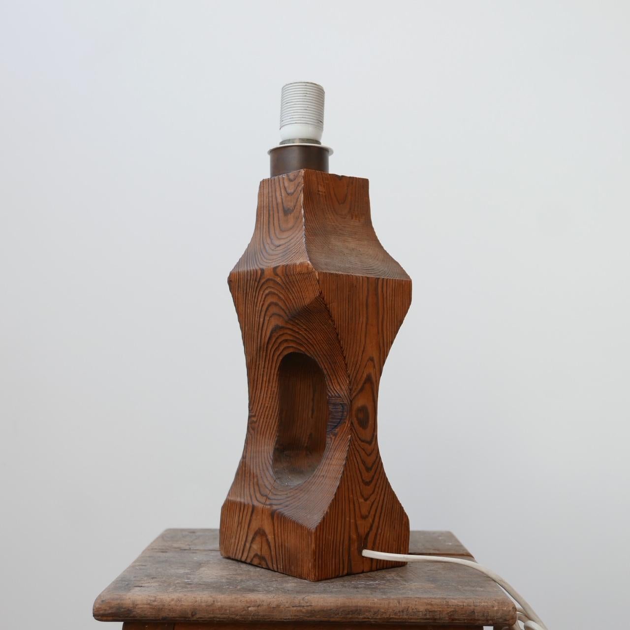 Belgium Brutalist Wooden Table Lamp 2