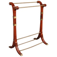 Belgium Directoire Style Solid Mahogany and Brass Towel or Clothing Butler Rack