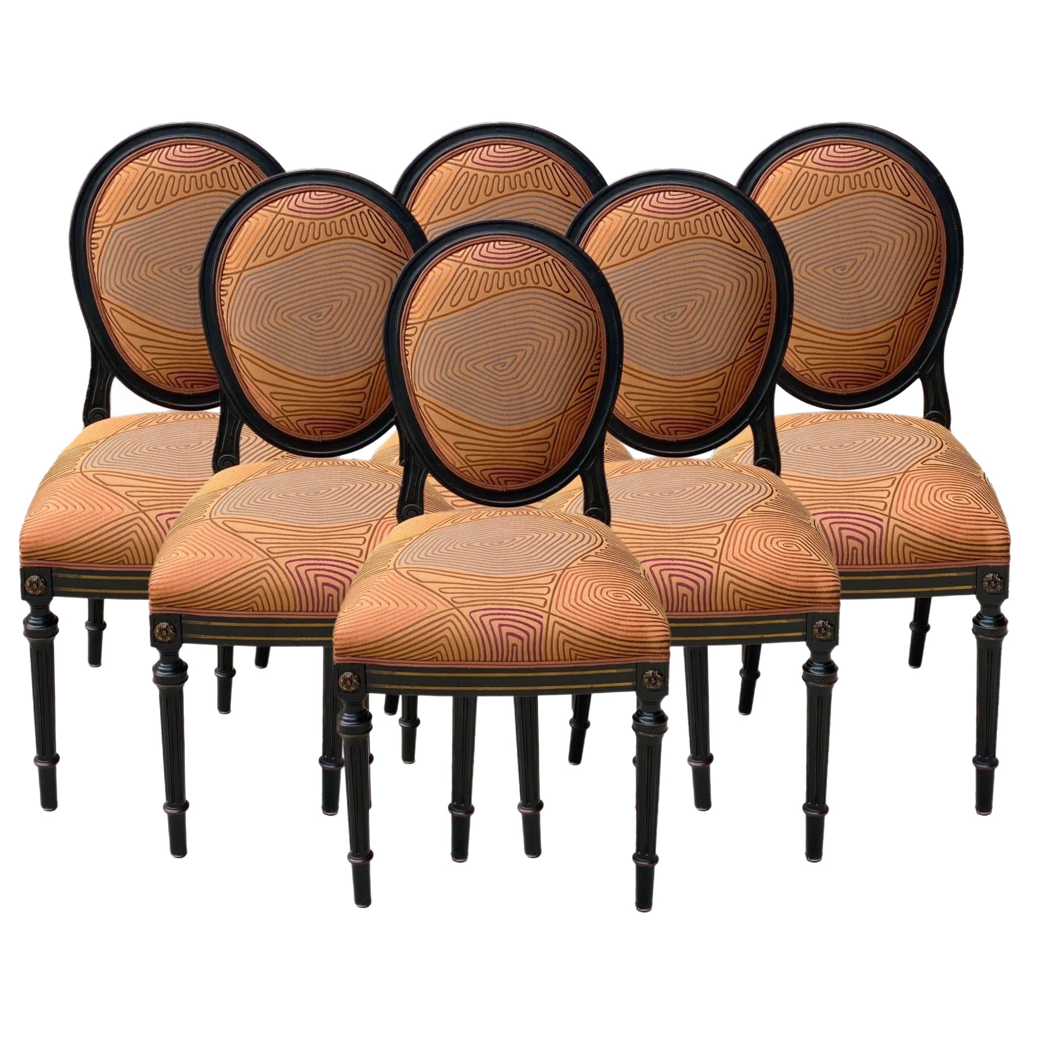 Belgium, Early 20th Louis XVI Reupholstered Round Back Dining Chairs – Set of 6