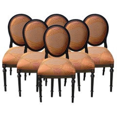 Belgium, Early 20th Louis XVI Reupholstered Round Back Dining Chairs – Set of 6