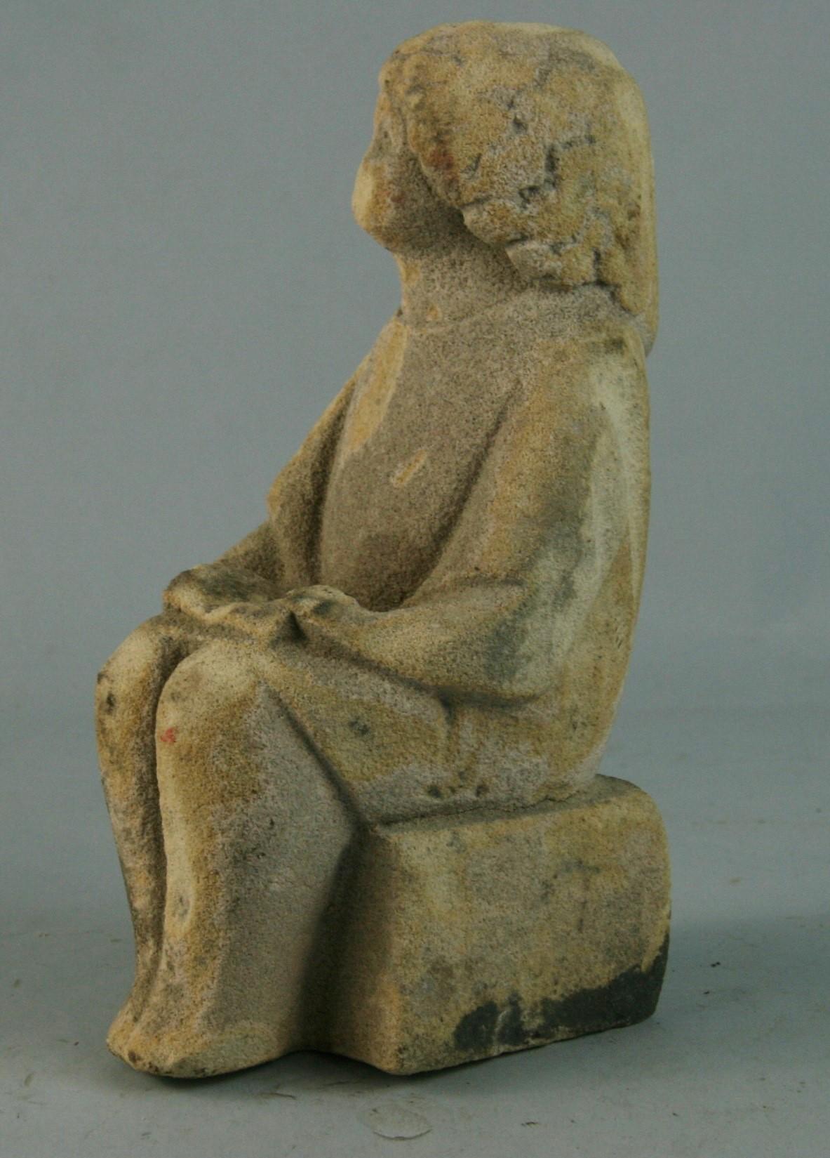 Belgium Hand Carved Limestone Female Seated Garden  Sculpture 1