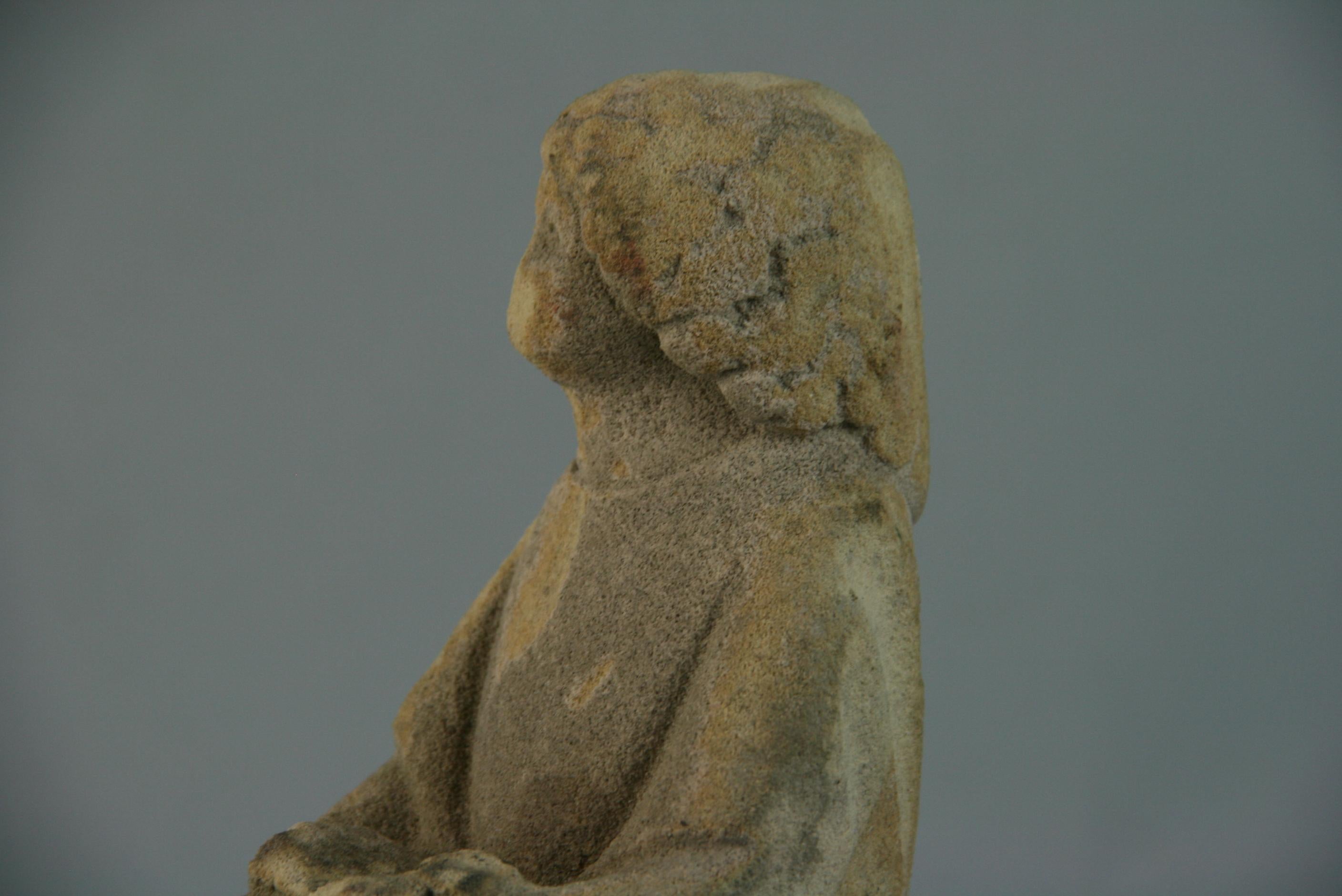 Belgium Hand Carved Limestone Female Seated Garden  Sculpture 2