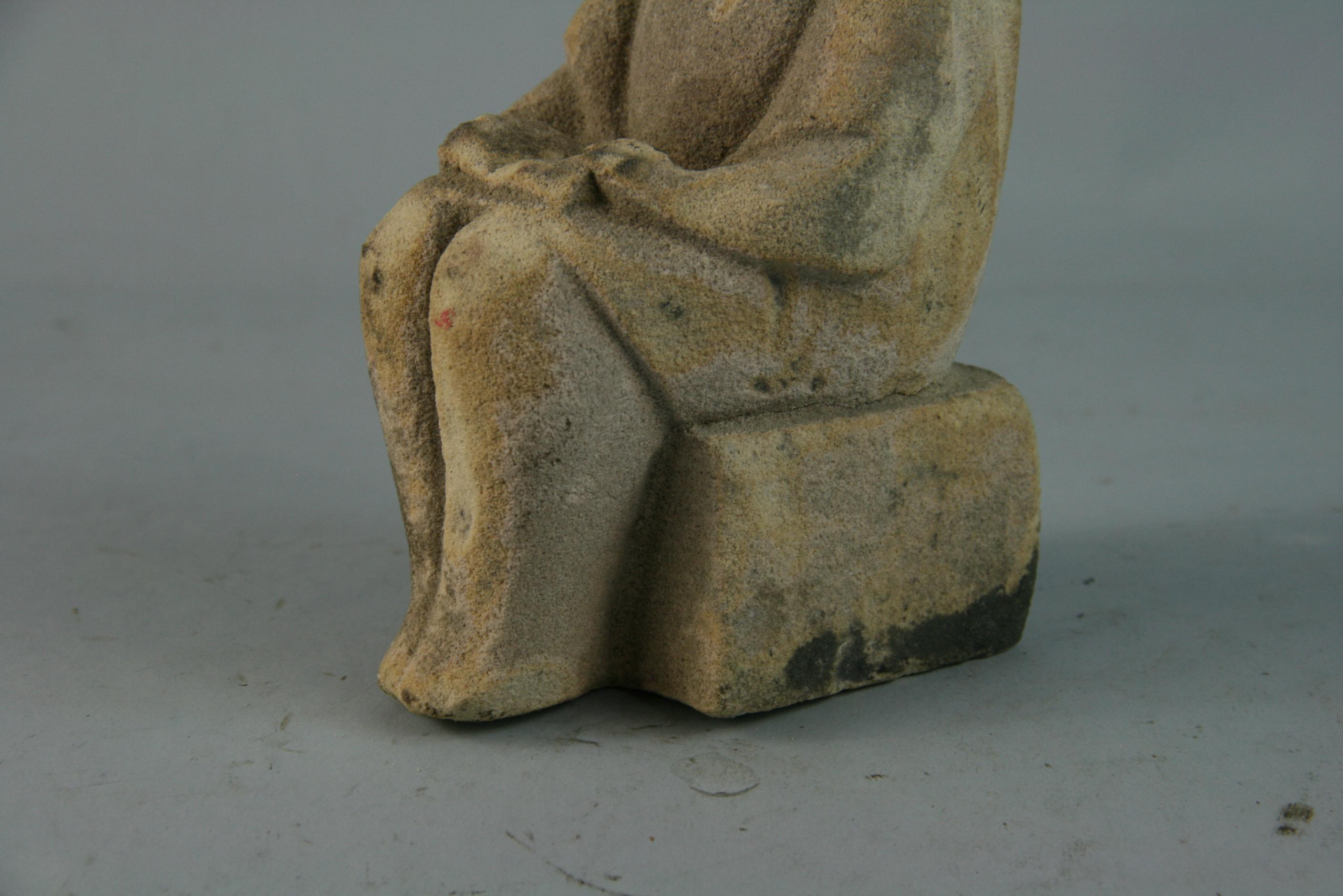 Belgium Hand Carved Limestone Female Seated Garden  Sculpture 3