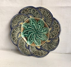 Belgium Majolica Flowers Plate Wasmuel, circa 1880