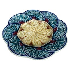 Belgium Majolica Flowers Plate Wasmuel, circa 1880