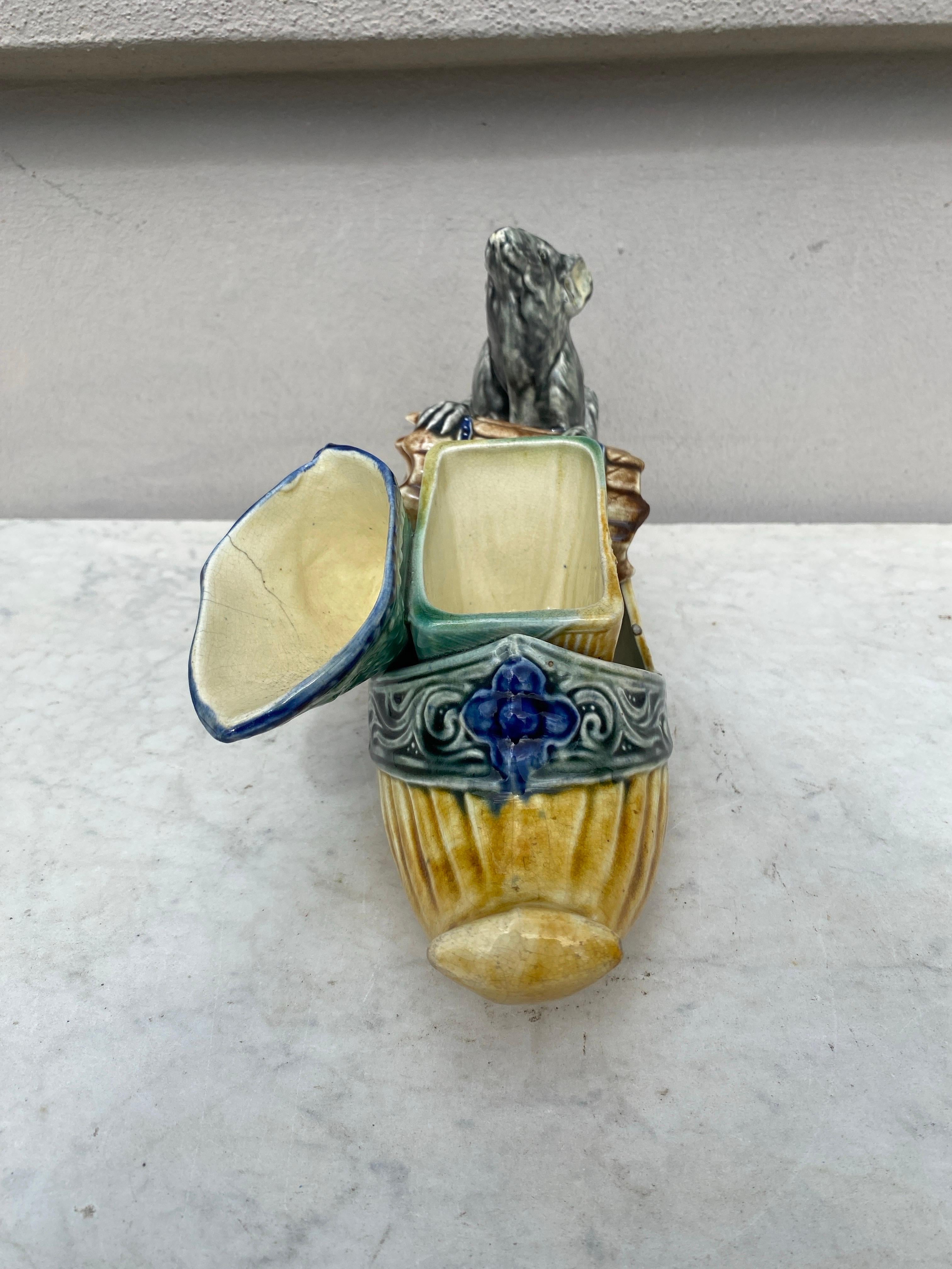 Belga Set di fumo di ratto in maiolica belga Wasmuel Majolica , circa 1900 in vendita