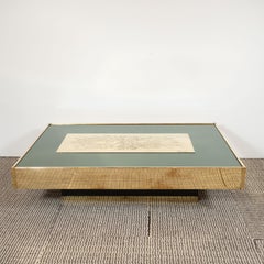 Belgium Midcentury Brass, Smoked Black Glass and Resin Cocktail Table