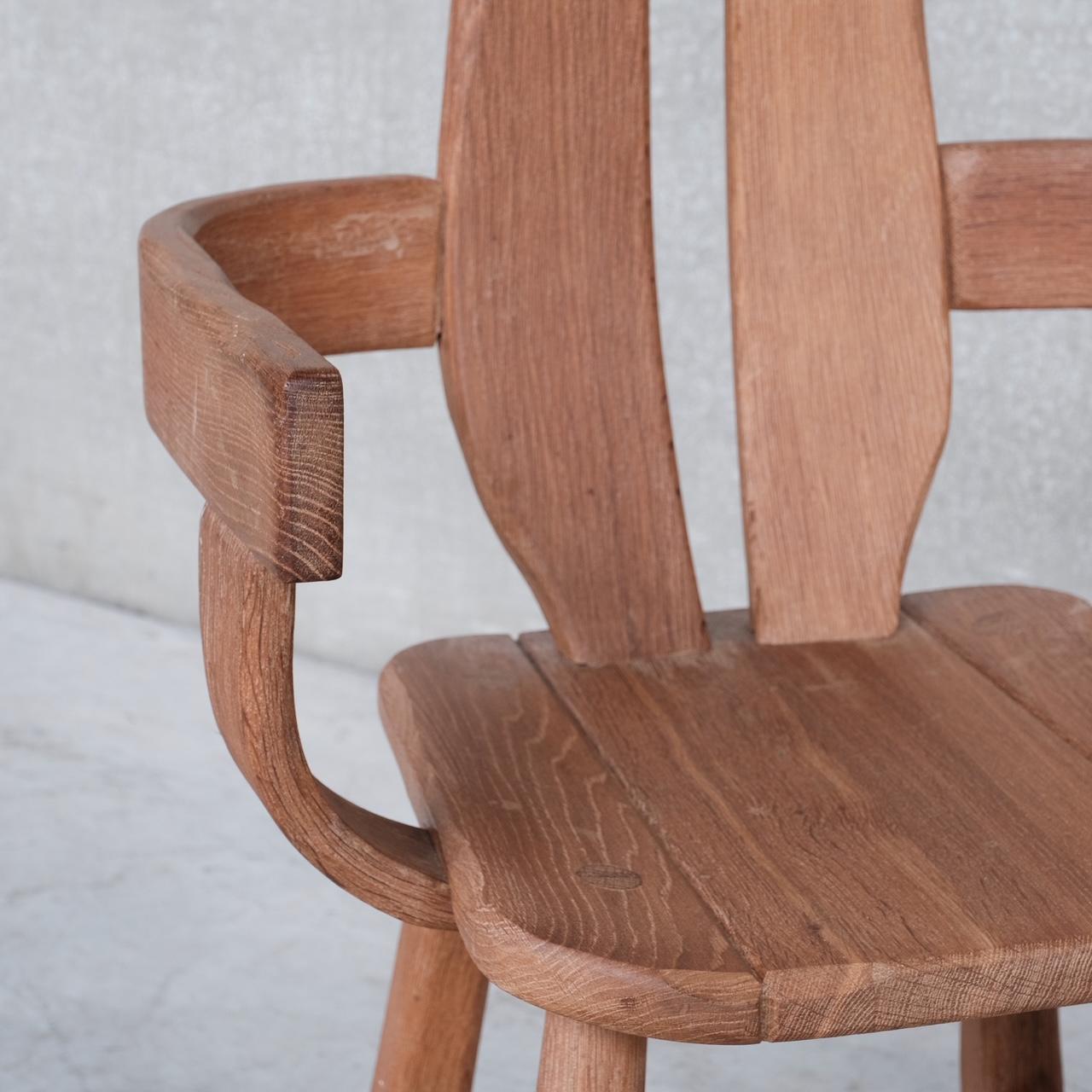 Belgium Oak Brutalist Mid-Century Chairs by De Puydt '4' 5