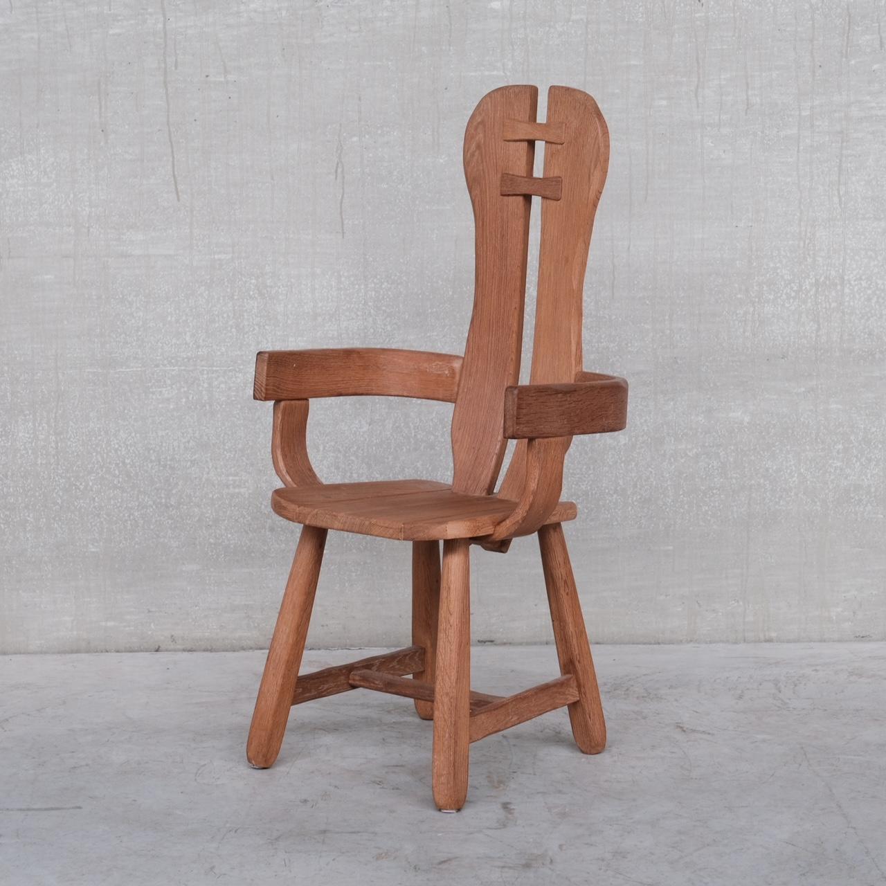 Mid-Century Modern Belgium Oak Brutalist Mid-Century Chairs by De Puydt '4'