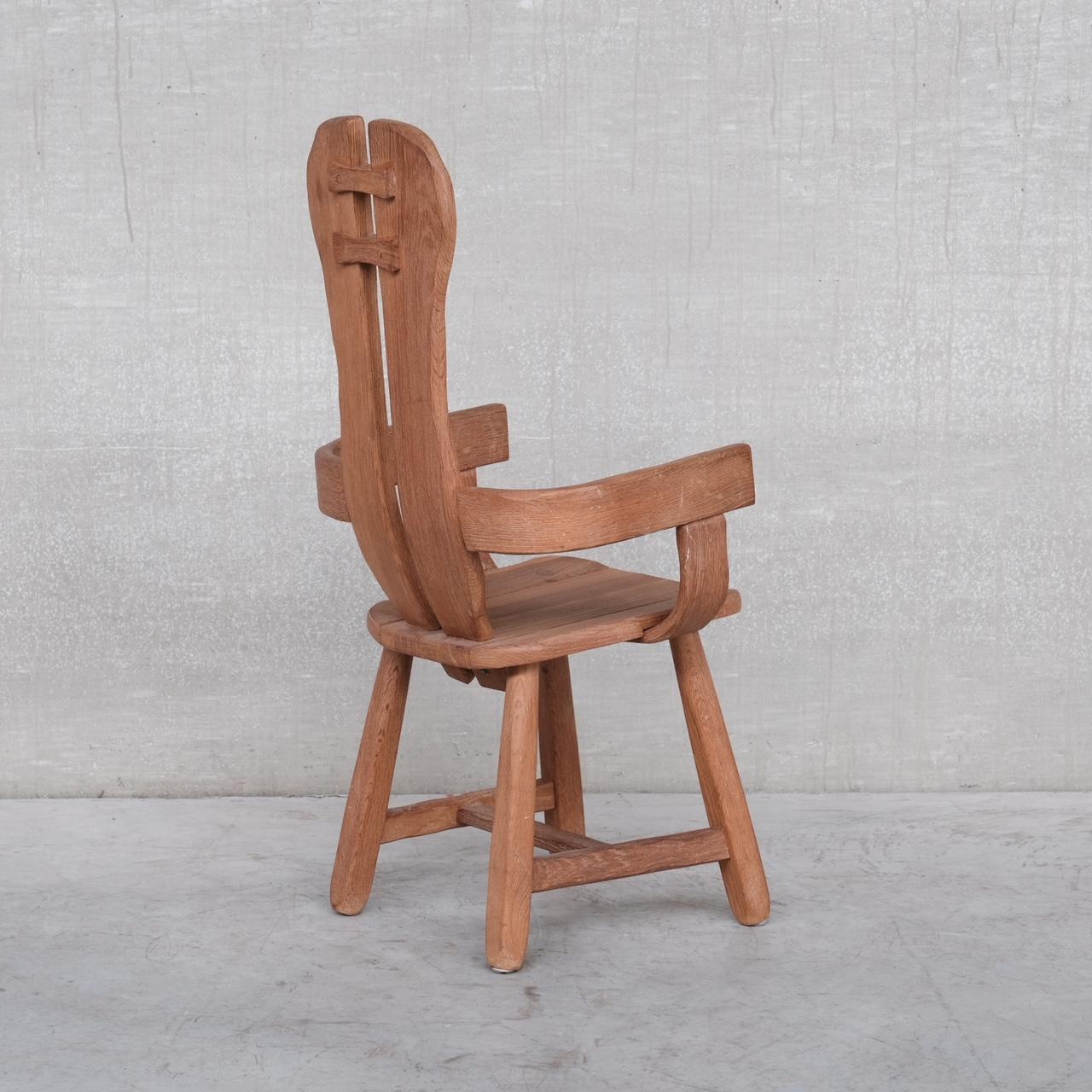 Belgian Belgium Oak Brutalist Mid-Century Chairs by De Puydt '4'