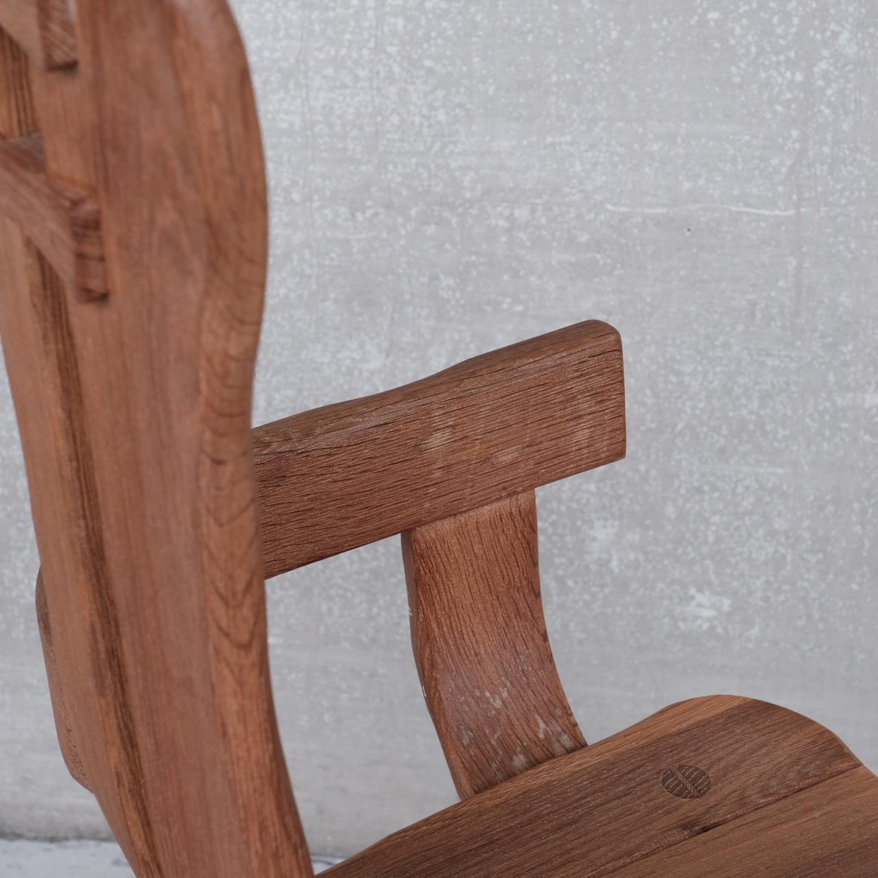 Late 20th Century Belgium Oak Brutalist Mid-Century Chairs by De Puydt '4'