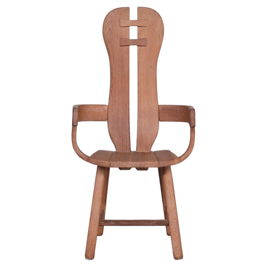 Belgium Oak Brutalist Mid-Century Chairs by De Puydt '4'