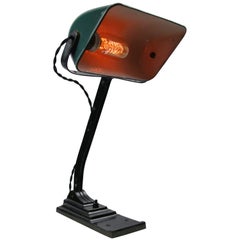 Belgium Petrol Green Enamel Vintage Industrial Work Light Table Desk Light