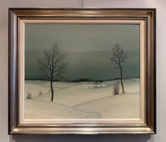 Belgium School, Oil on Canvas, “Snow Landscape" 1950s