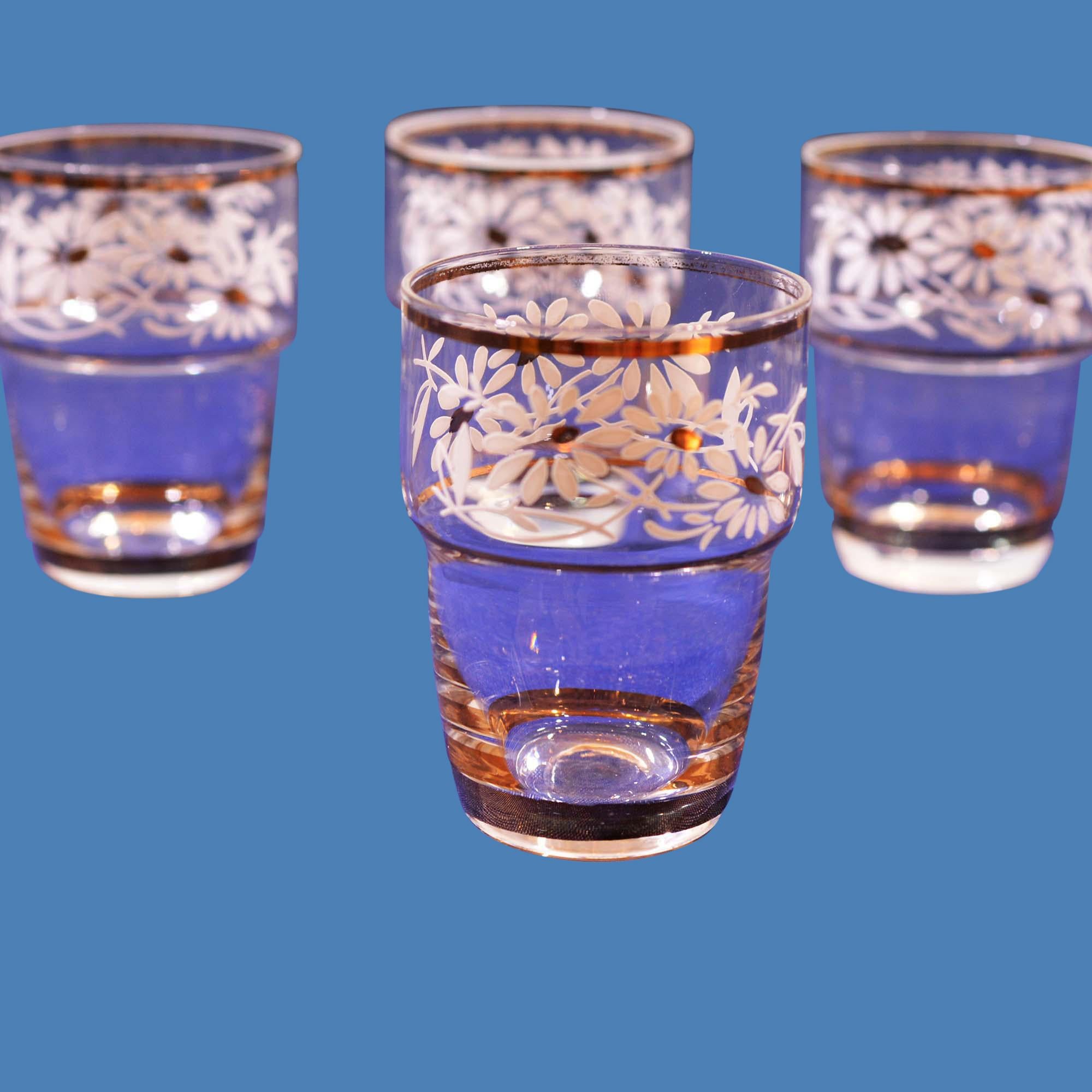 Set aus 6 mundgeblasenen, handbemalten, 24-Karat-Gold-Akzent-Set aus Belgien (Moderne der Mitte des Jahrhunderts)