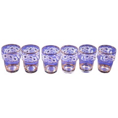 Set aus 6 mundgeblasenen, handbemalten, 24-Karat-Gold-Akzent-Set aus Belgien