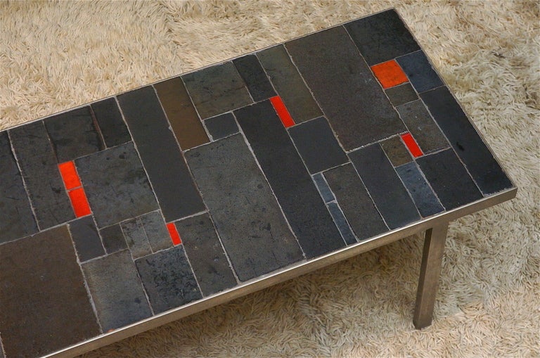 Mid-Century Modern Belgium Tile Top Coffee Table by Pia Manu