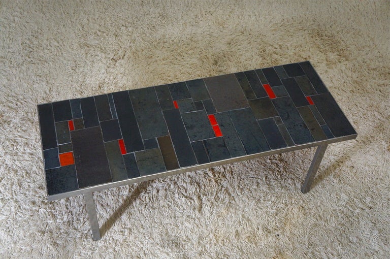 Belgium Tile Top Coffee Table by Pia Manu In Good Condition In Antwerp, BE