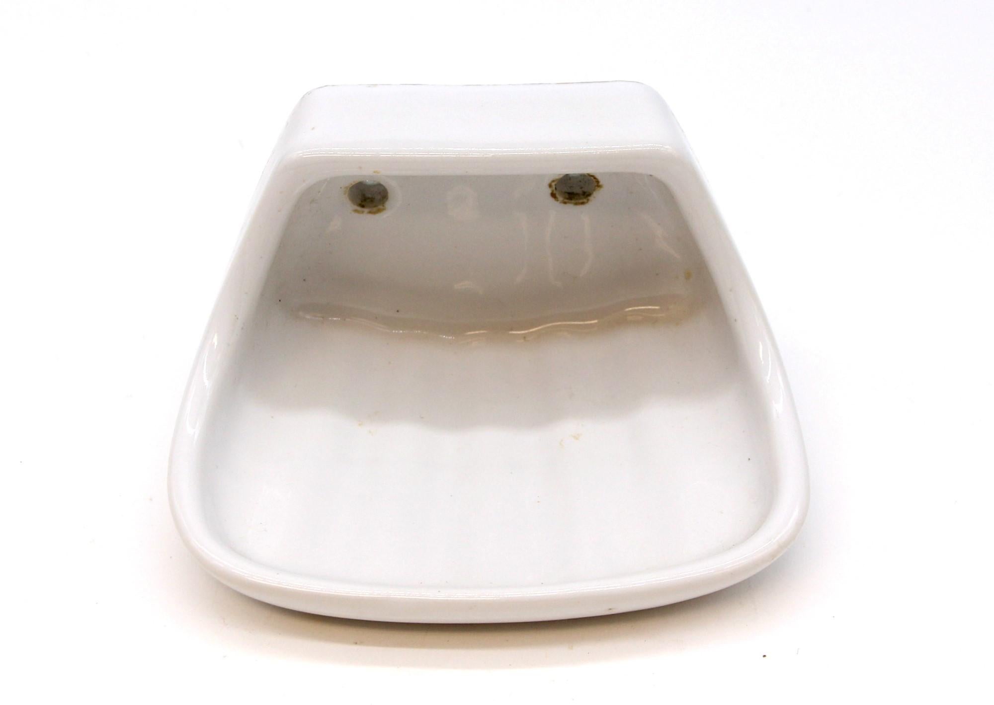 Belgian Belgium White Ceramic Surface Mount Soap Dish For Sale