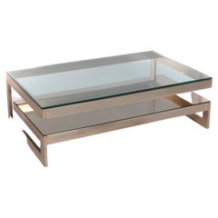 Belgo-Chrom Architectural G-Table 23 Carat Gold Plated with Glass Top, Belgium