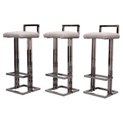 Belgo Chrom Bar stools smoked Chrome  1970s France