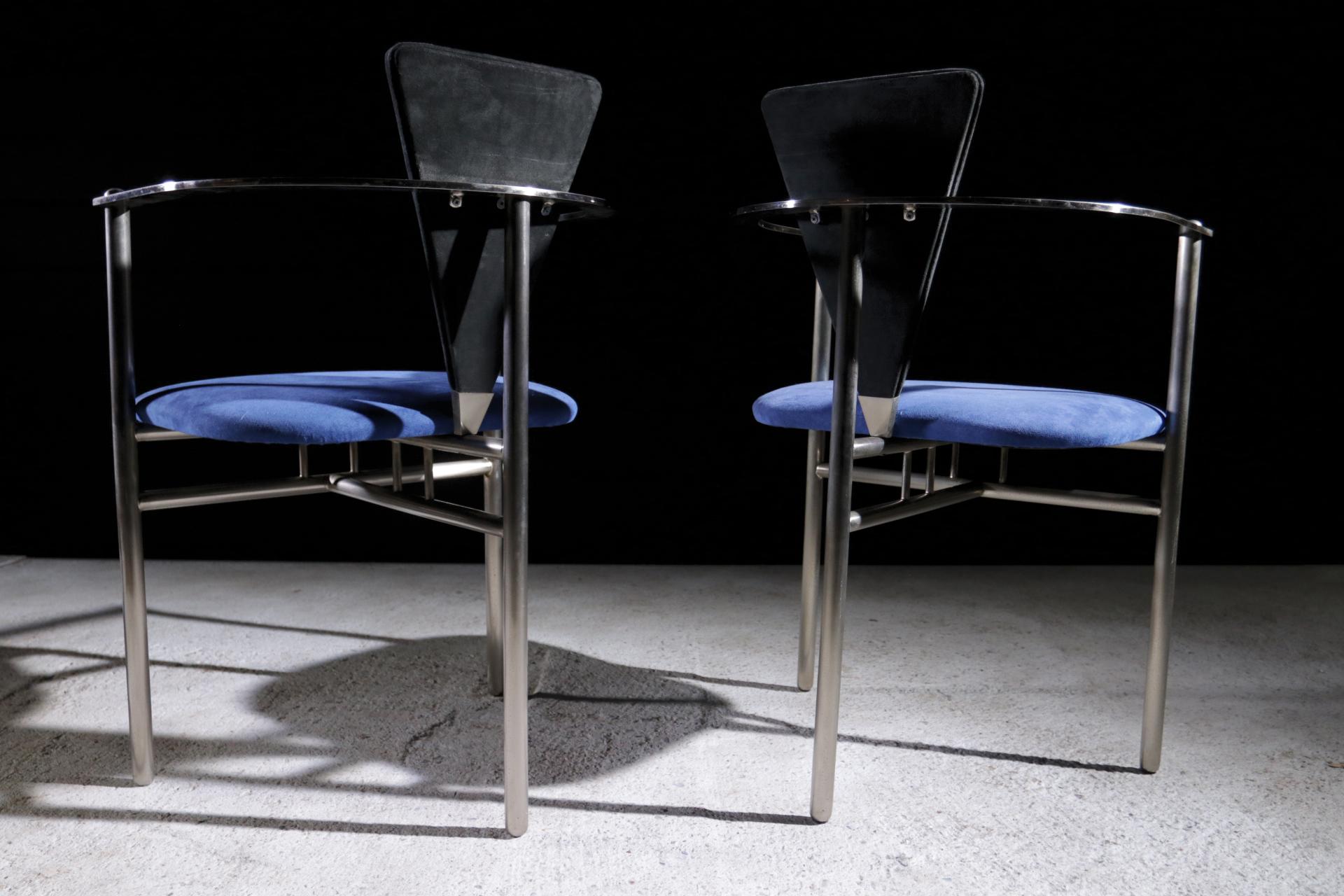 80er Belgo Chrom-Stühle im Memphis-Stil, 4er-Set im Angebot 4