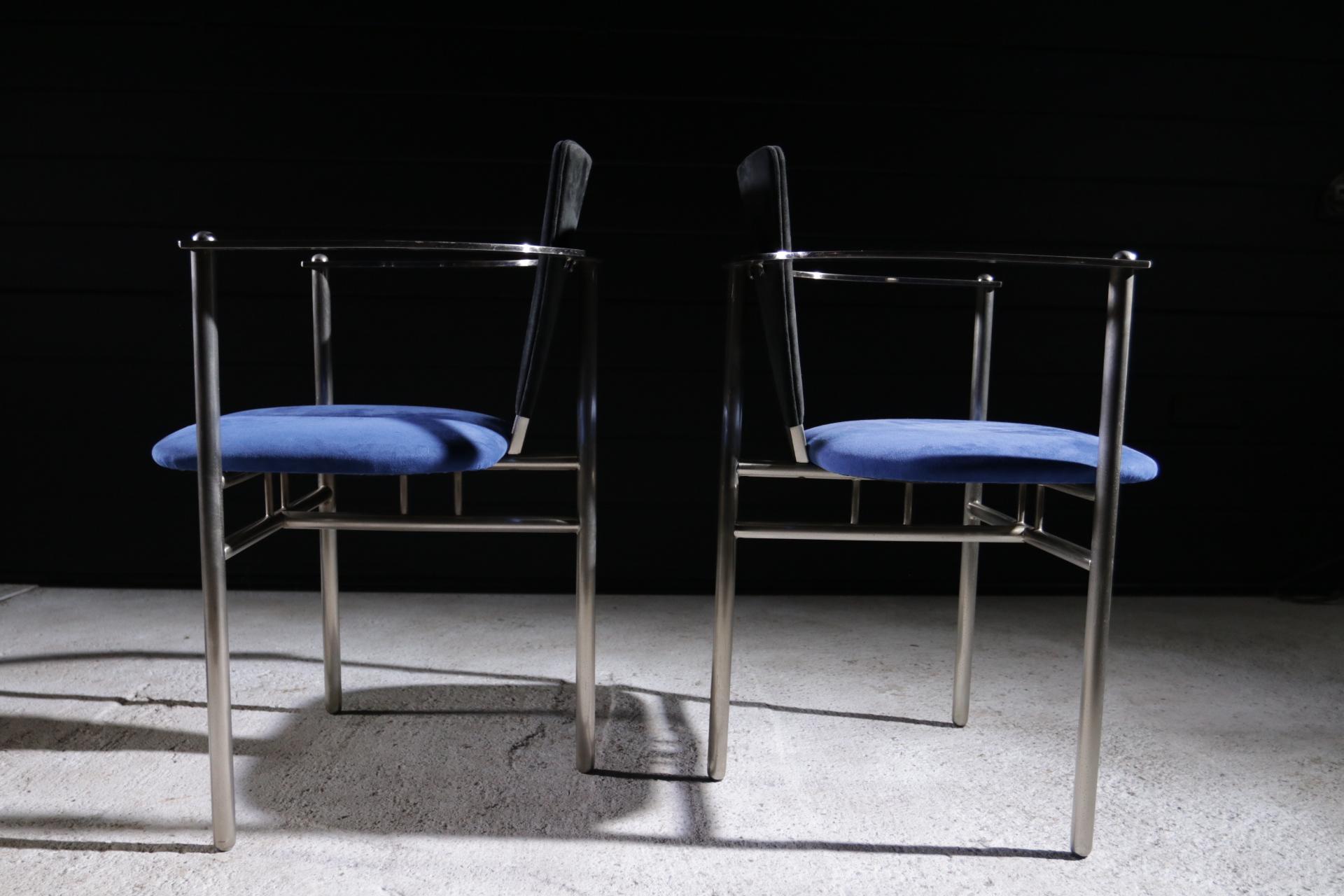 80er Belgo Chrom-Stühle im Memphis-Stil, 4er-Set im Zustand „Gut“ im Angebot in Boven Leeuwen, NL