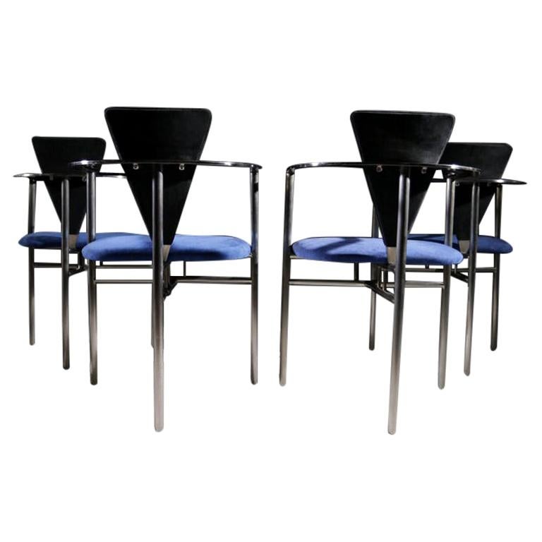 Belgo Chrom Chairs Memphis Style, Set of 4 For Sale