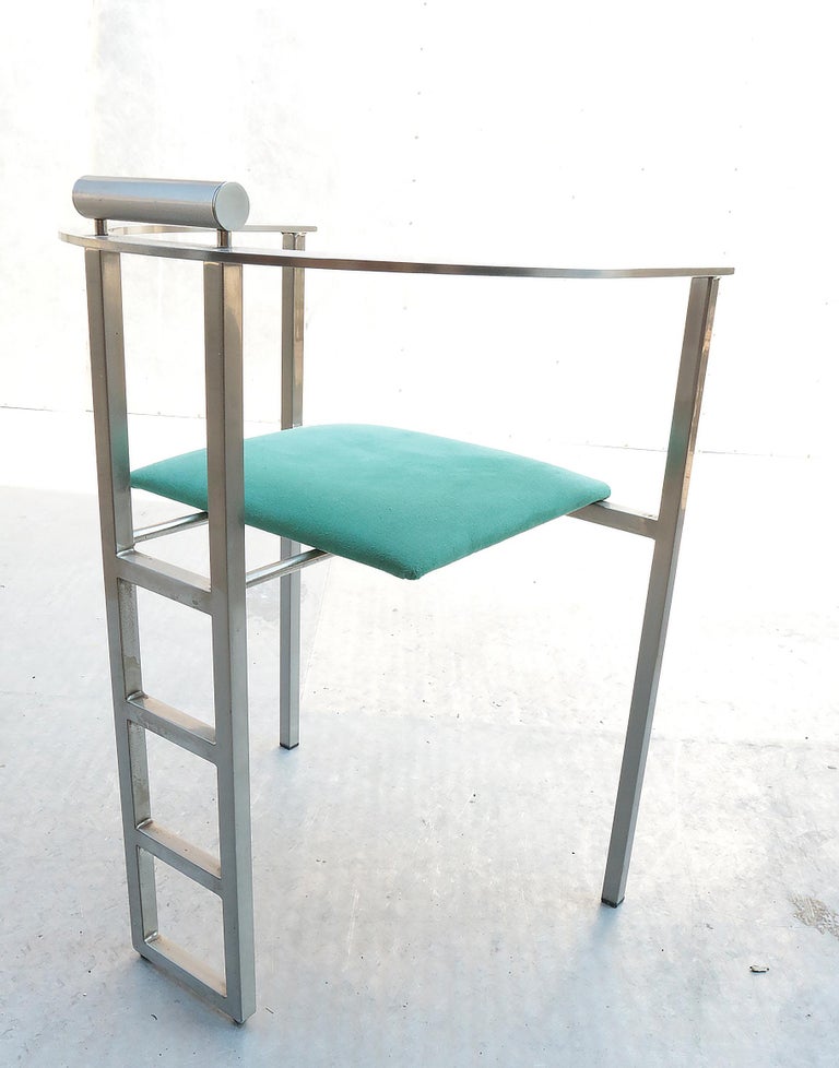 Late 19th Century Belgo Chrom Chairs Steel Design Memphis Style, 1980s For Sale