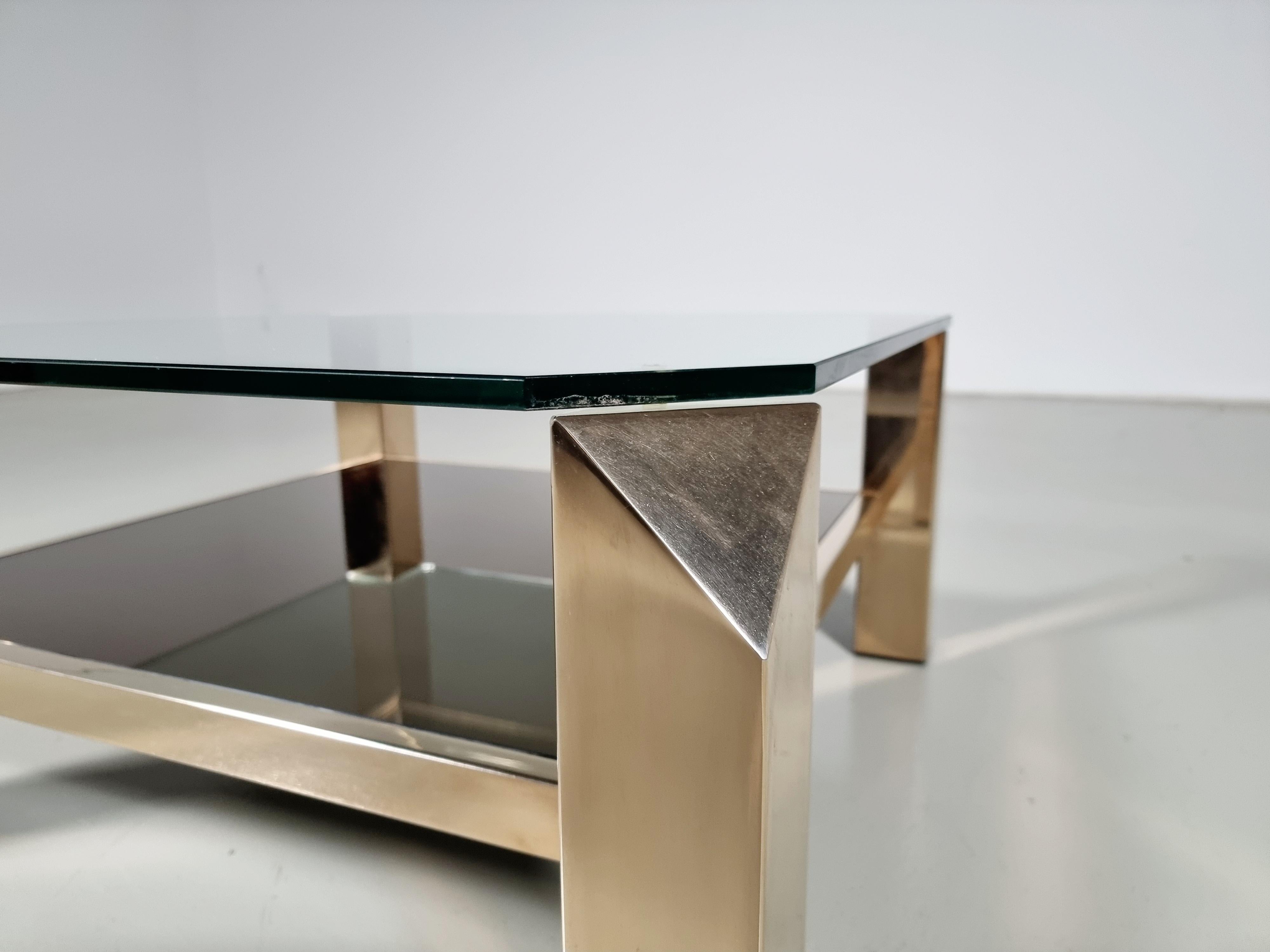 Late 20th Century Belgo Chrom Cocktail Table 23 Karat Gold Plated, 1970s For Sale