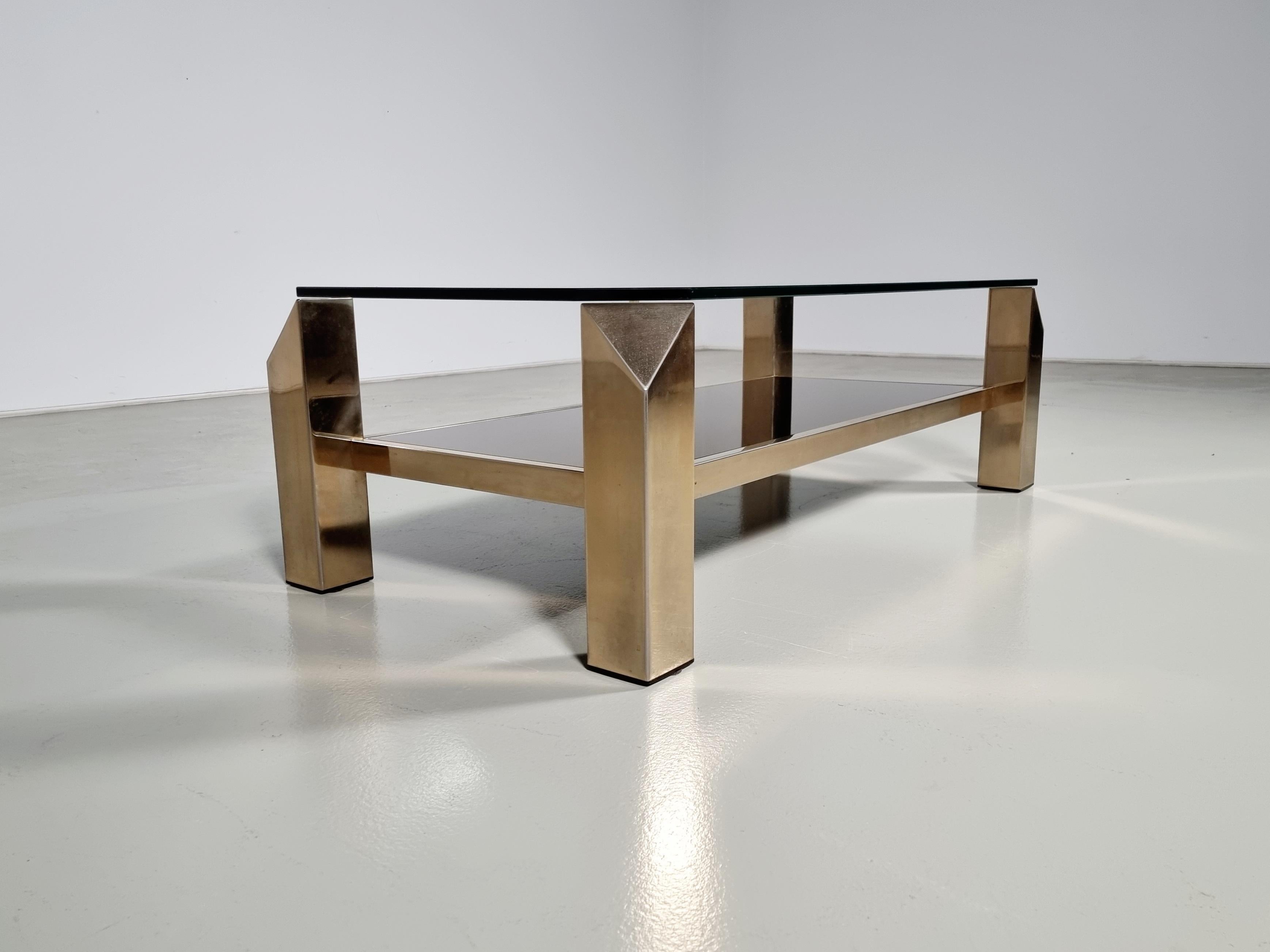 Mid-Century Modern Table basse chromée Belgo plaquée or 23 carats, 1970 en vente