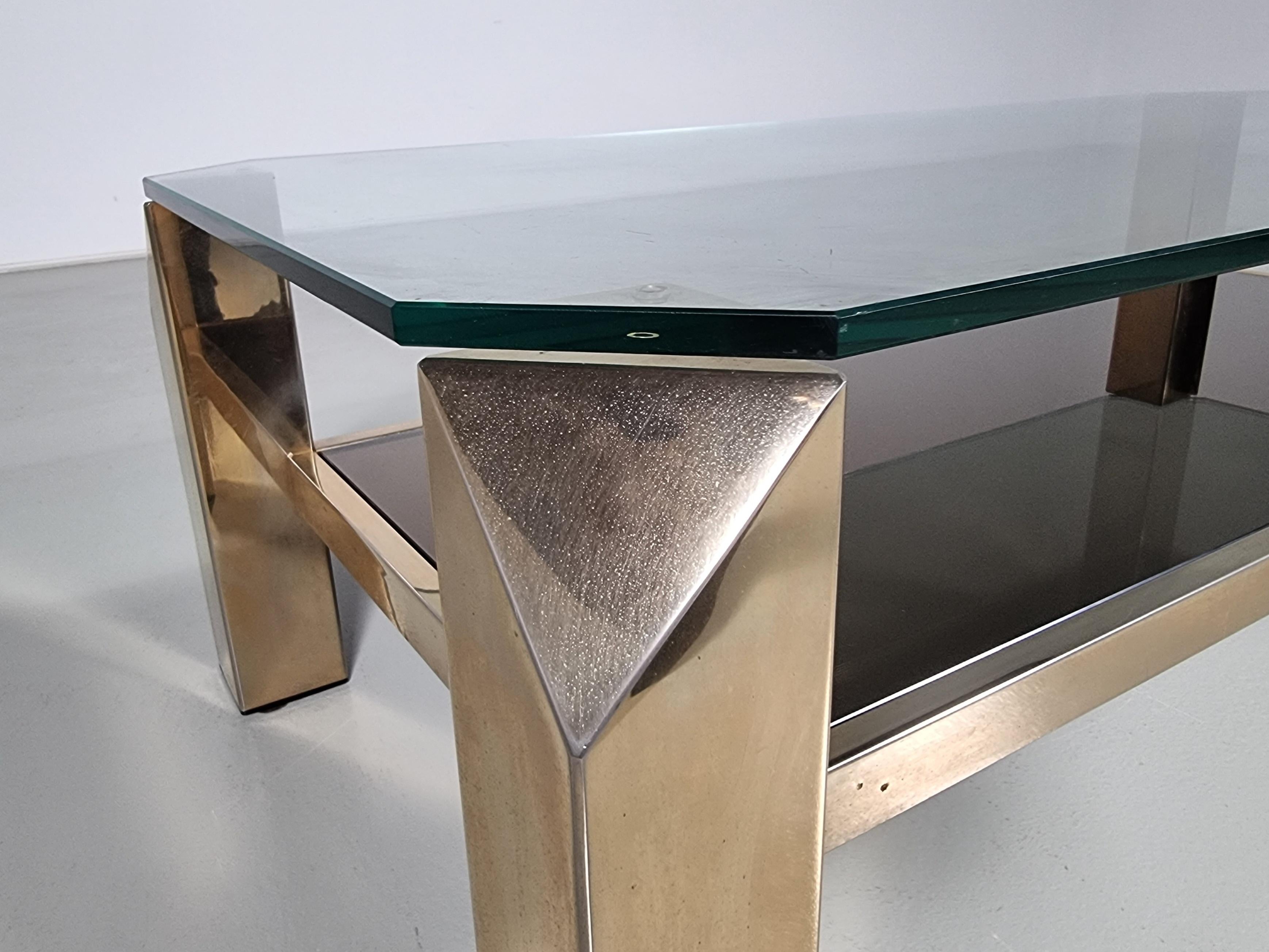 Belgo Chrom Coffee Table 23 Karat Gold Plated, 1970s In Good Condition For Sale In amstelveen, NL