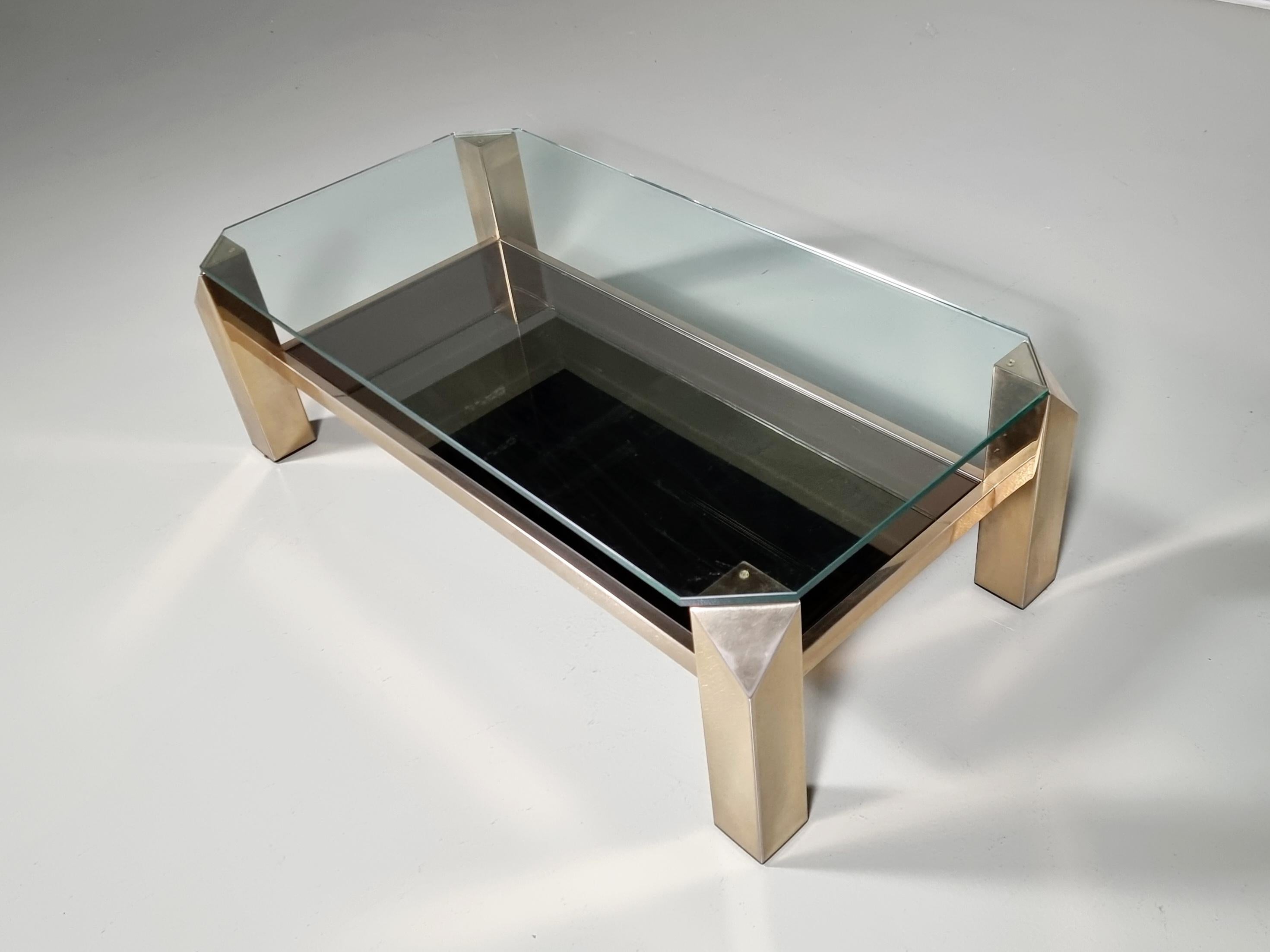 Belgo Chrom Coffee Table 23 Karat Gold Plated, 1970s For Sale 1