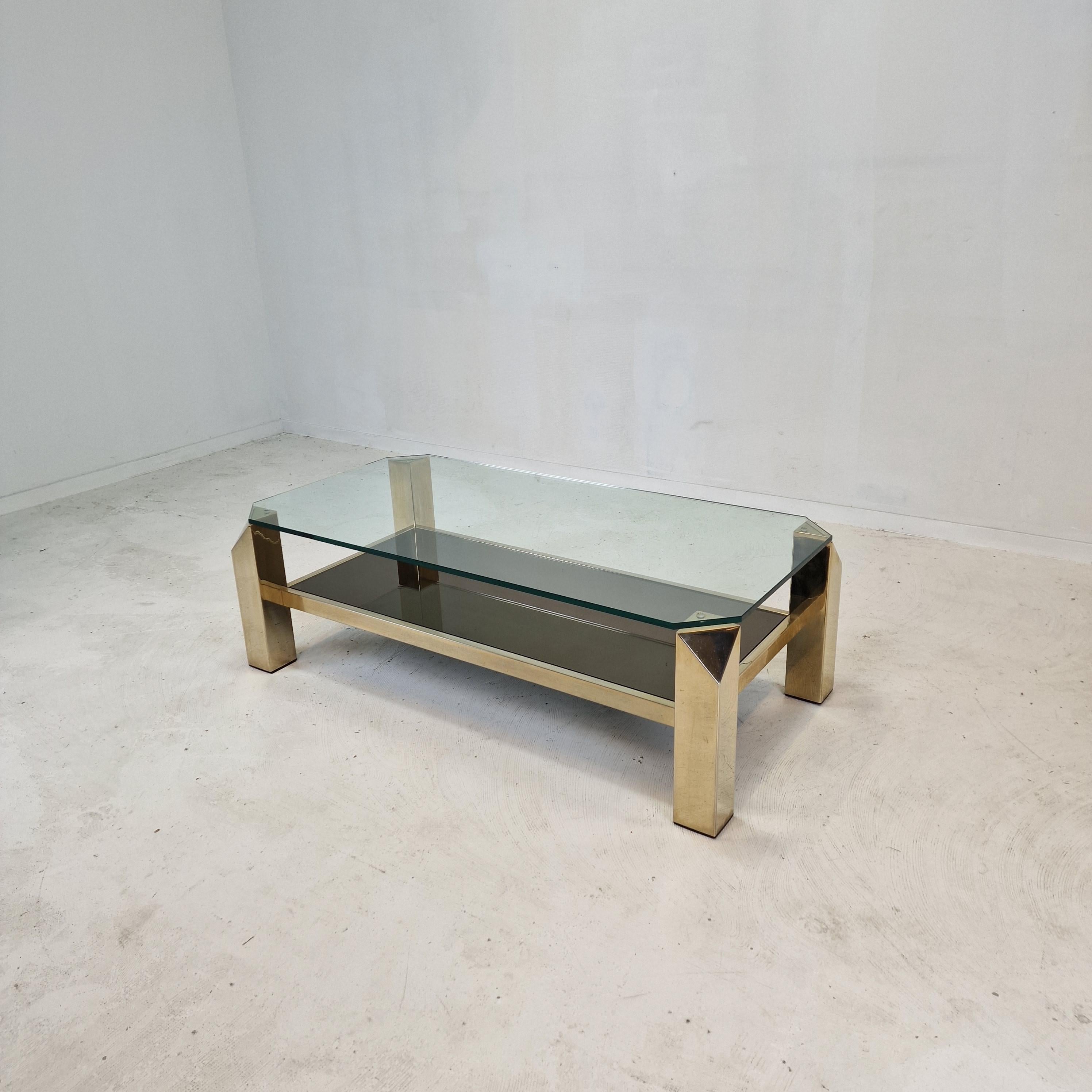 Hand-Crafted Belgo Chrom Coffee Table 23 Karat Gold Plated, 1970s For Sale