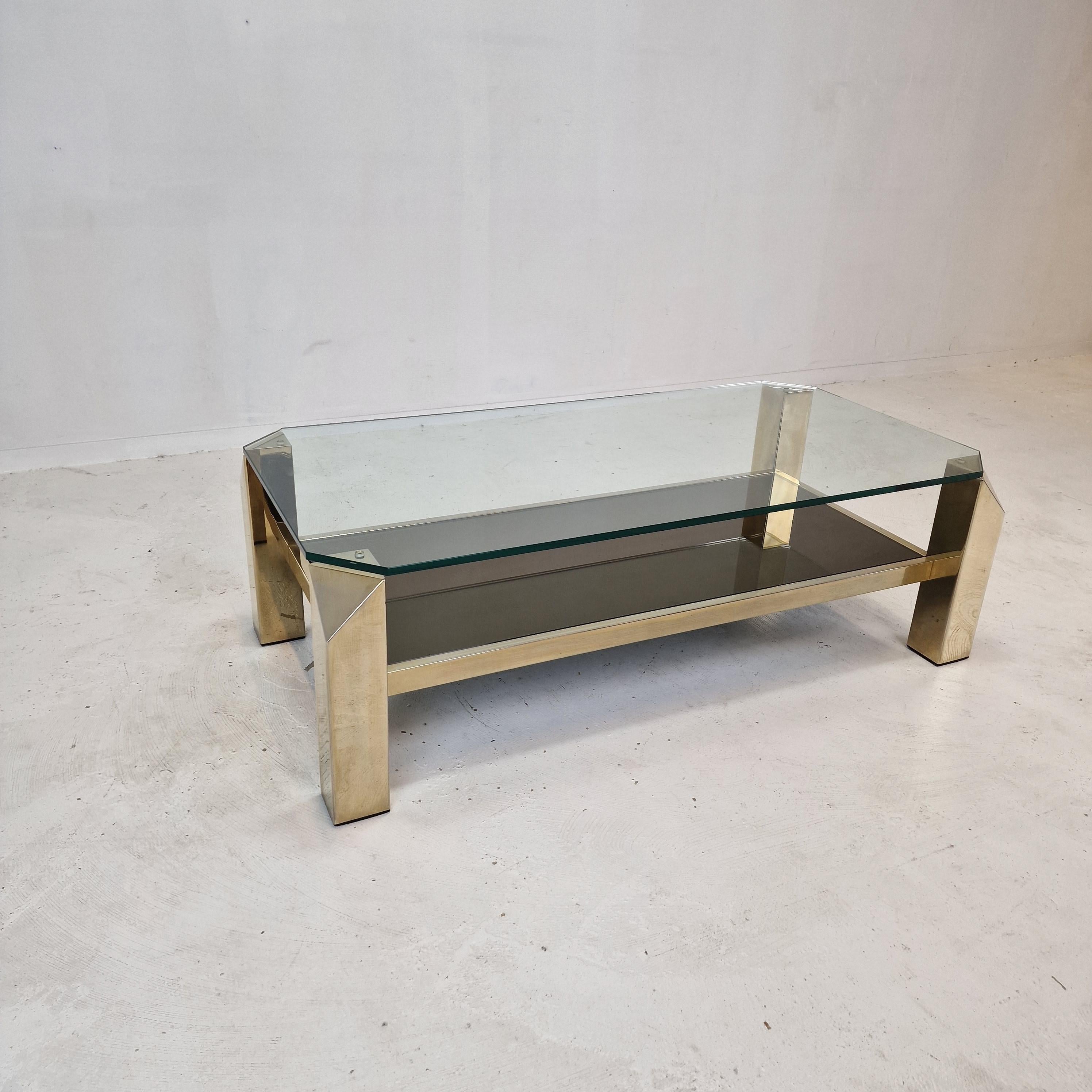 Belgo Chrom Coffee Table 23 Karat Gold Plated, 1970s In Good Condition For Sale In Oud Beijerland, NL