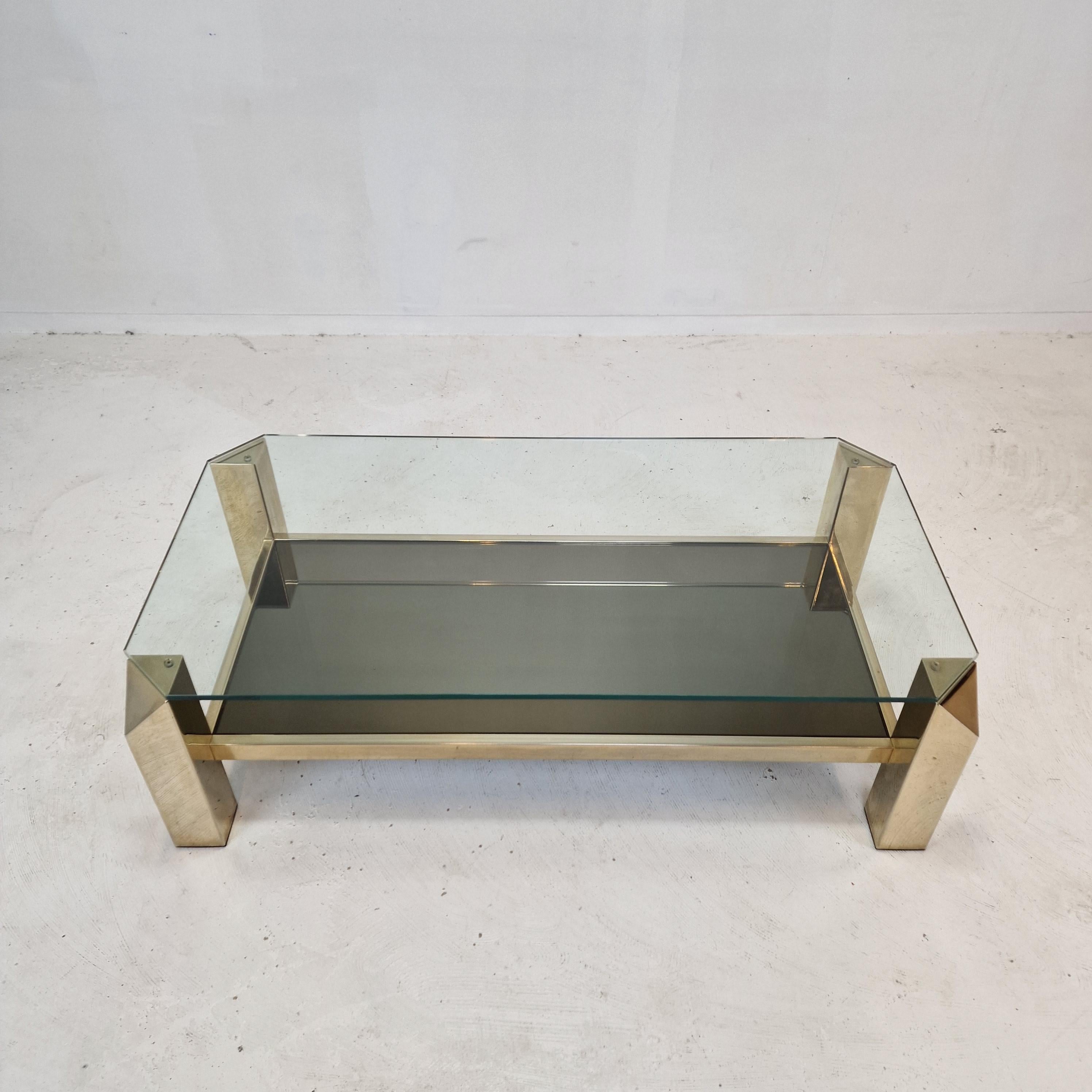 Late 20th Century Belgo Chrom Coffee Table 23 Karat Gold Plated, 1970s For Sale