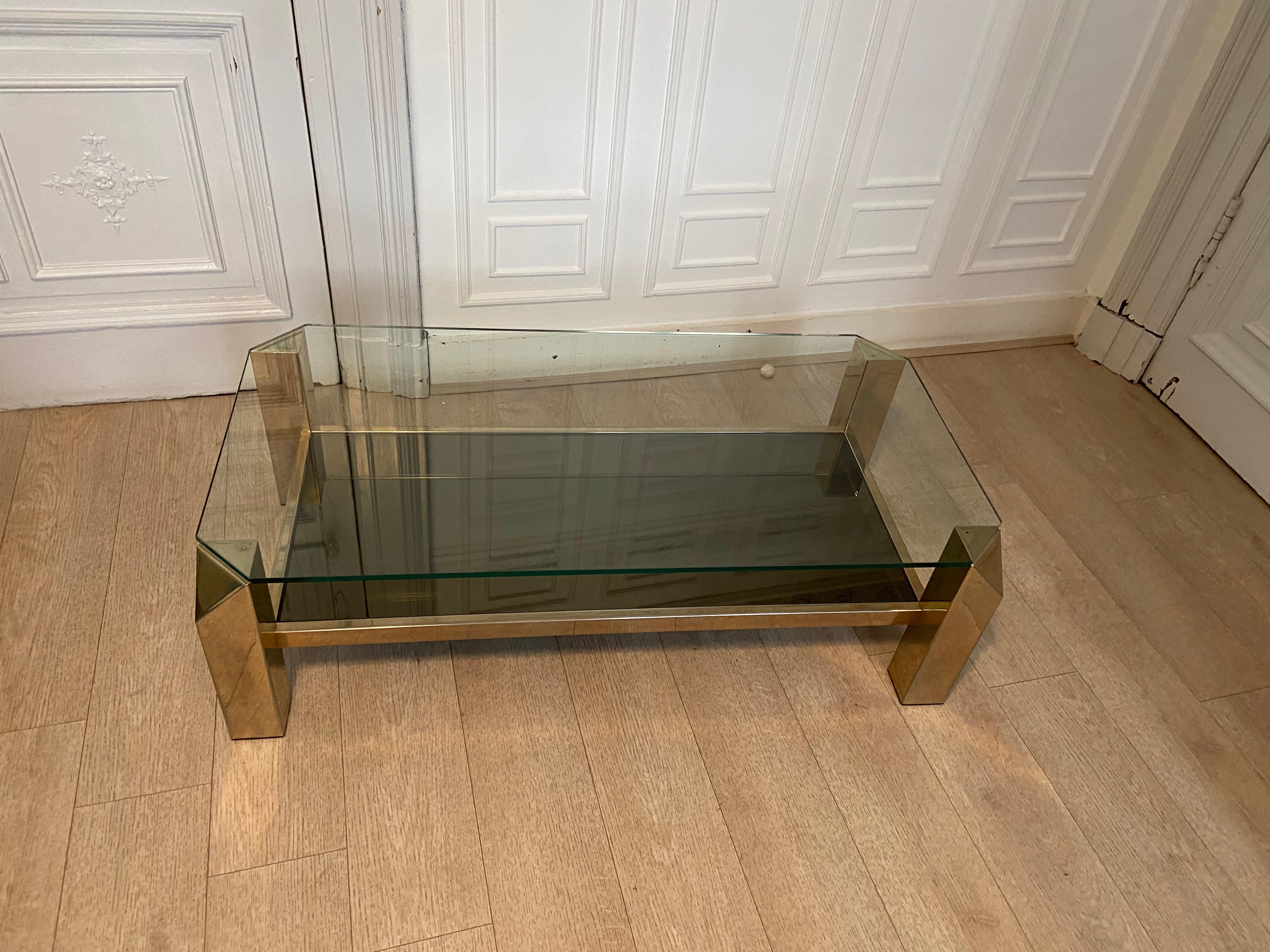 Mid-Century Modern Belgo Chrom Coffee Table Gilded with 23K Fine Gold