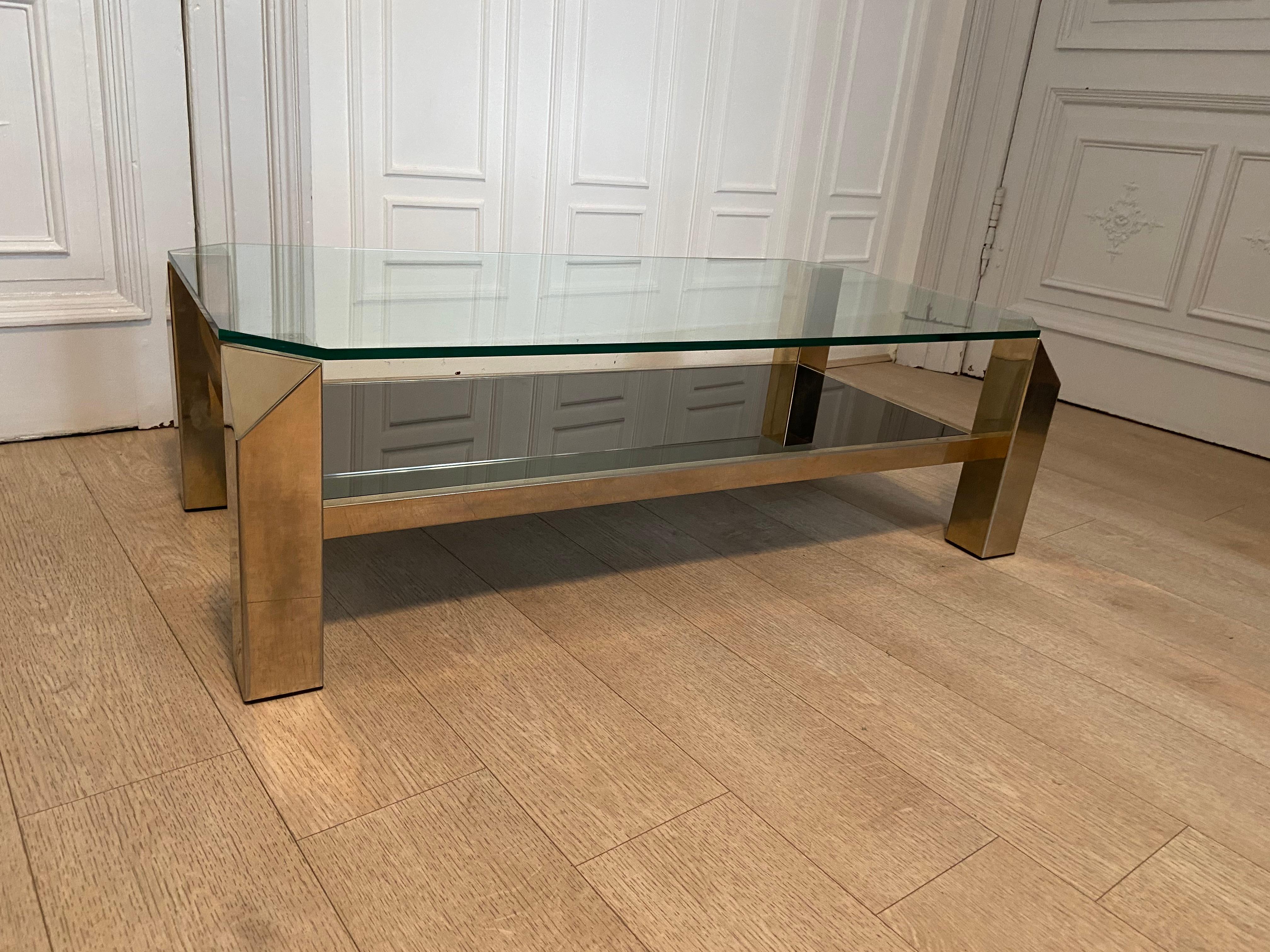 Belgian Belgo Chrom Coffee Table Gilded with 23K Fine Gold