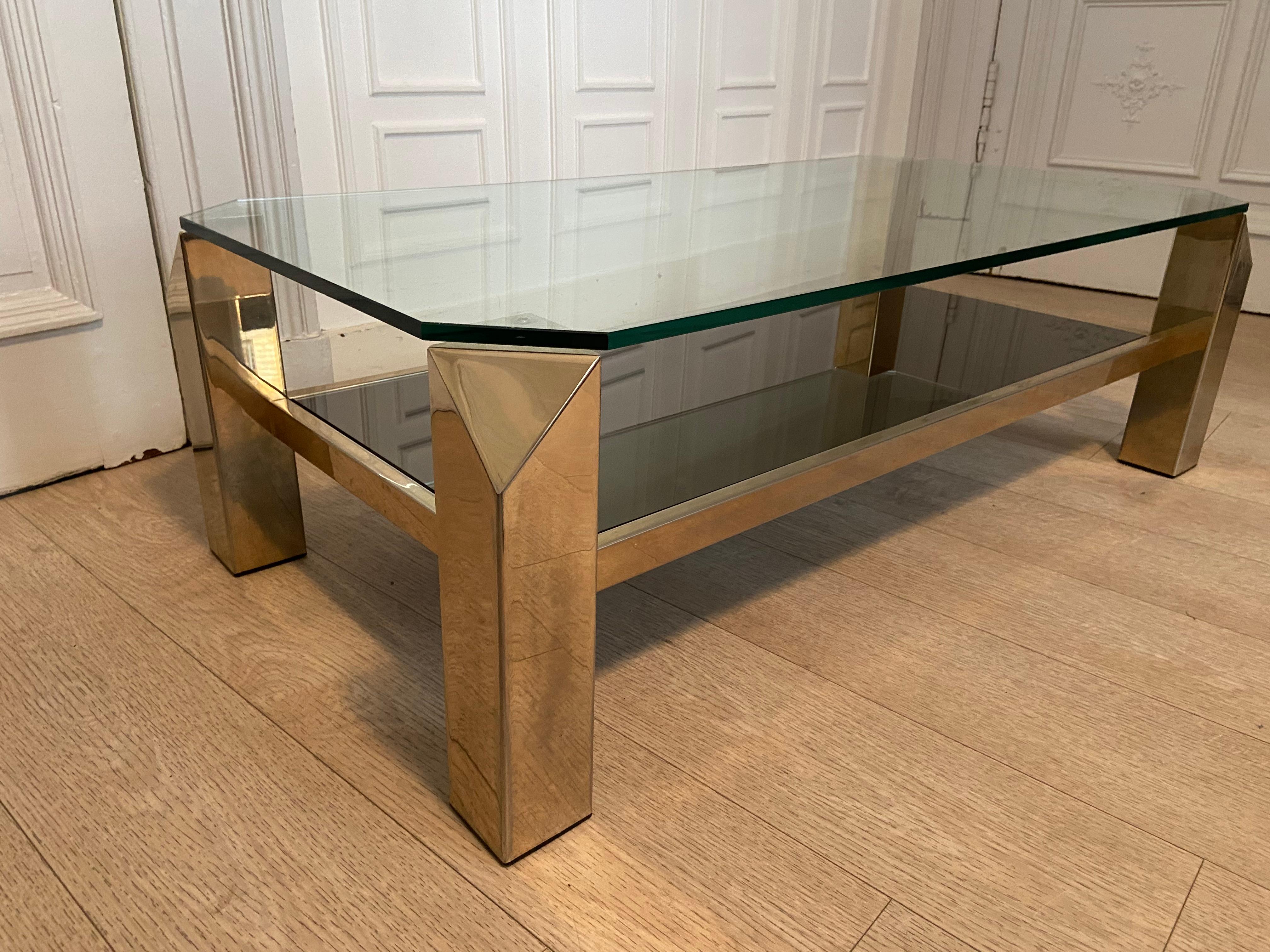 Belgo Chrom Coffee Table Gilded with 23K Fine Gold In Good Condition In Brussels , BE
